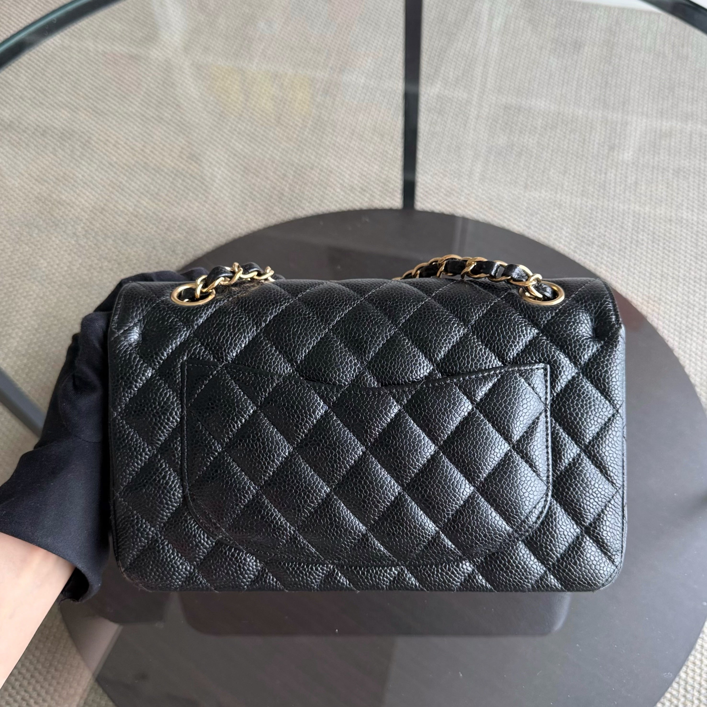 Chanel Classic Flap Small - Caviar 23CM Quilted Black Gold Hardware Series 24