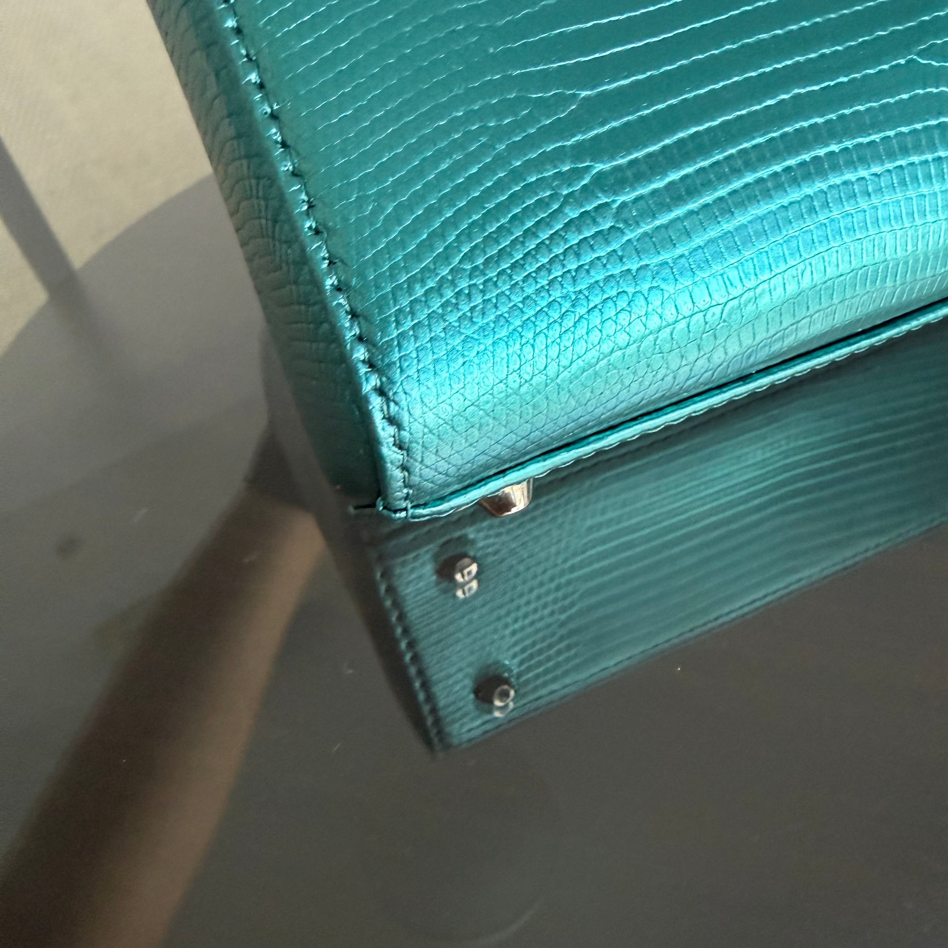 Dior Lady Mini - Exotic Lizard Green color Silver Hardware
