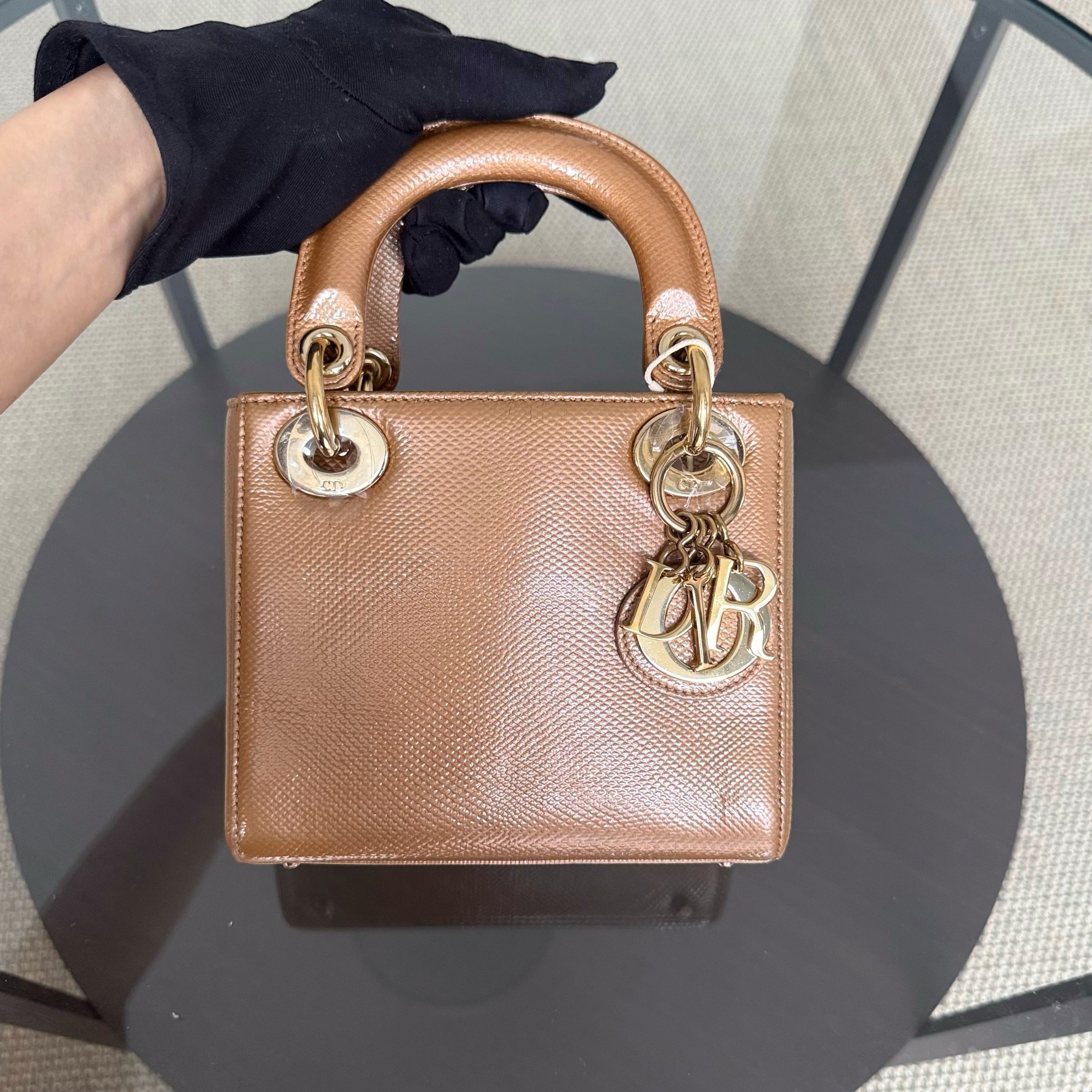 Dior Lady Mini - Exotic Lizard Caramel color Gold Hardware