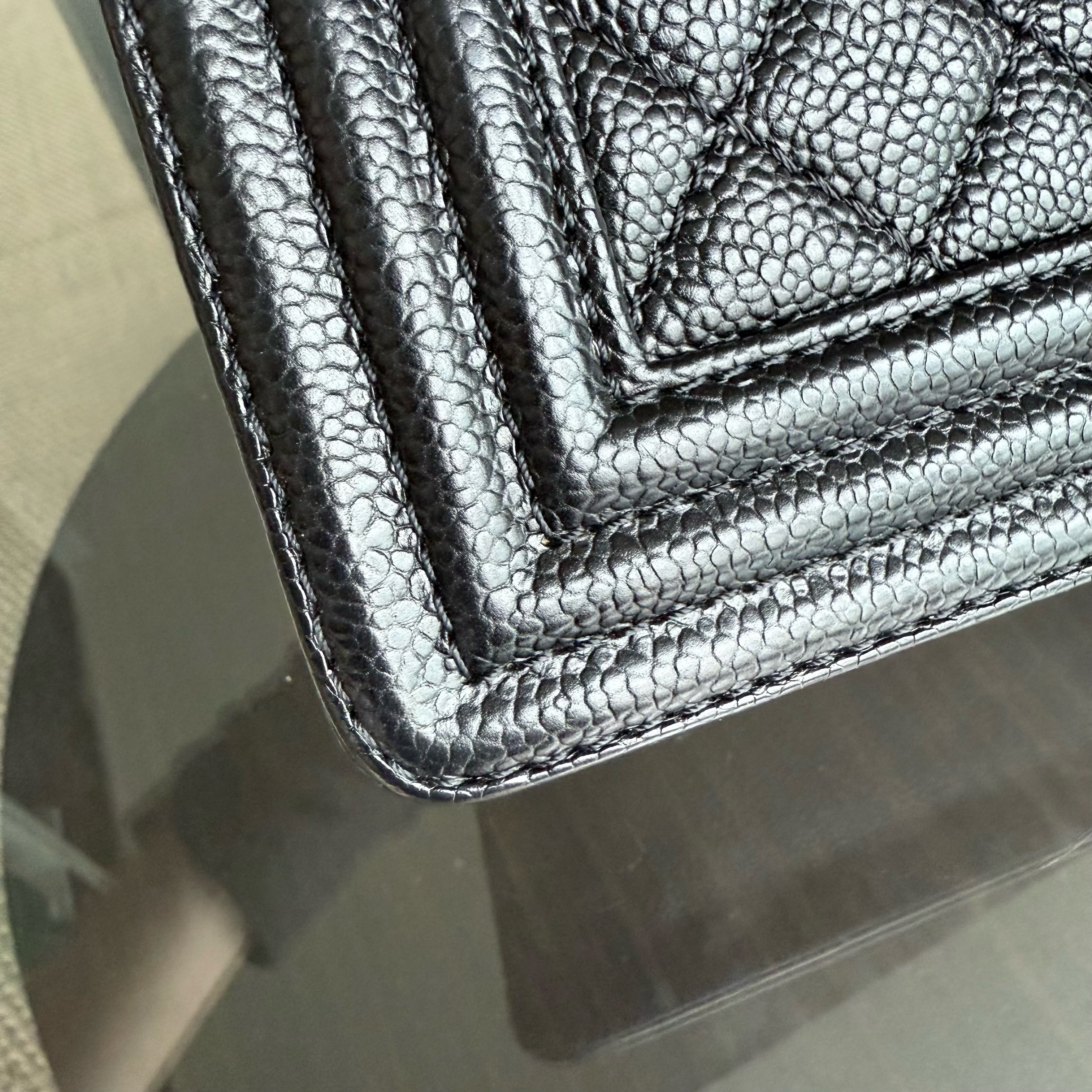Chanel Boy Large - Quilted Caviar Black Silver Hardware Series 19