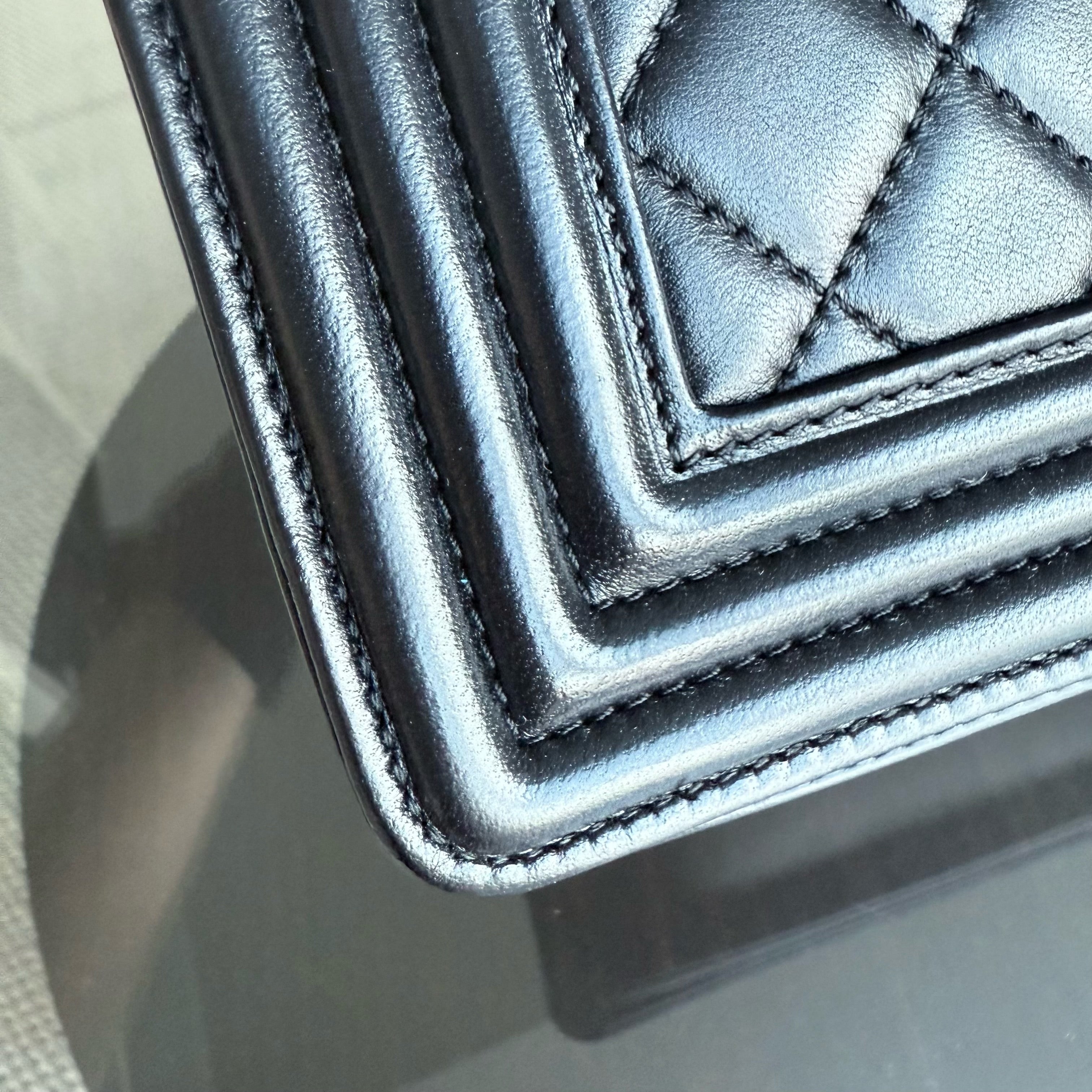 Chanel Boy Large - 30CM Quilted Lambskin Large Black Ruthenium Silver Hardware Series 16
