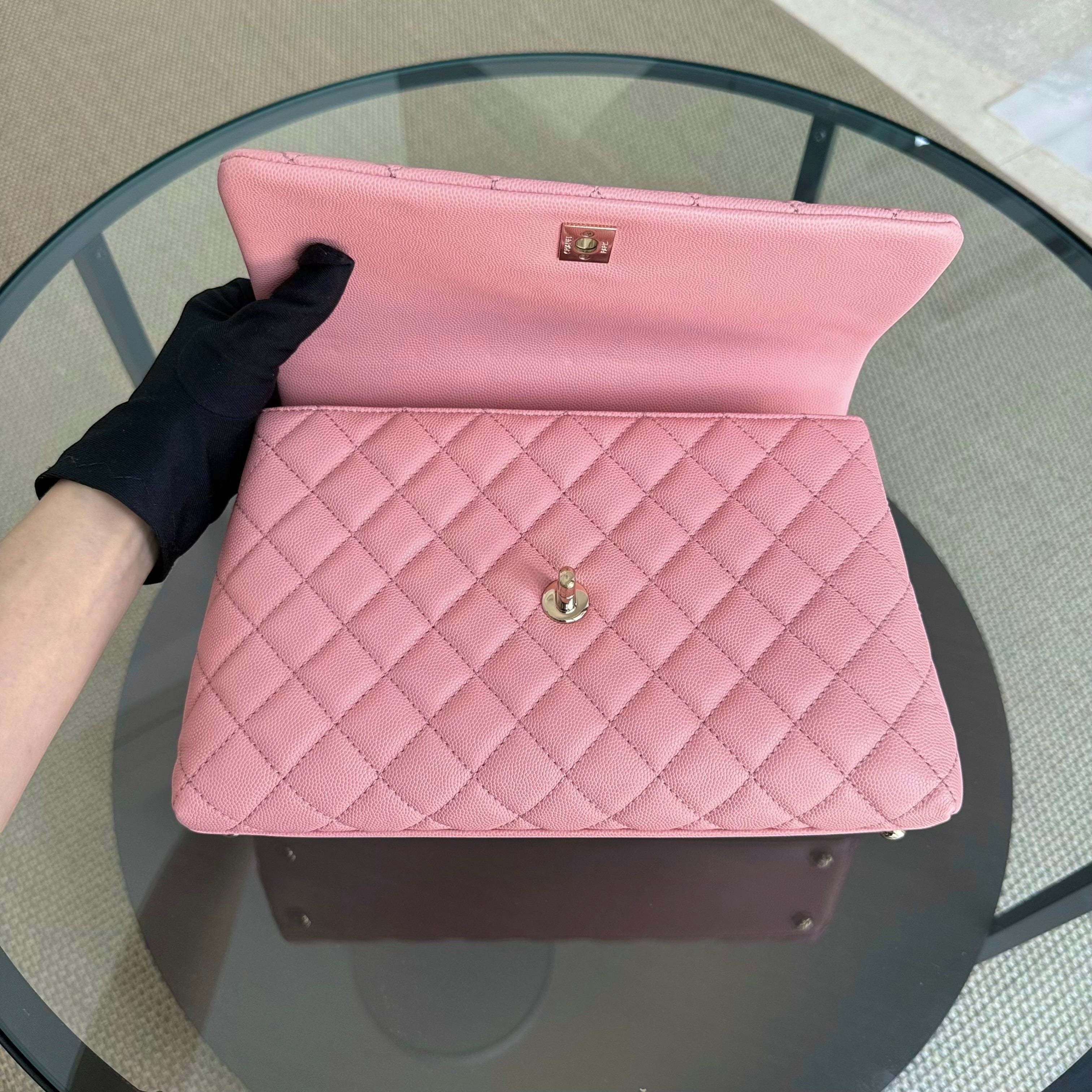 Chanel Coco Handle Medium - Caviar 29CM Quilted Pink Gold Hardware Series 27