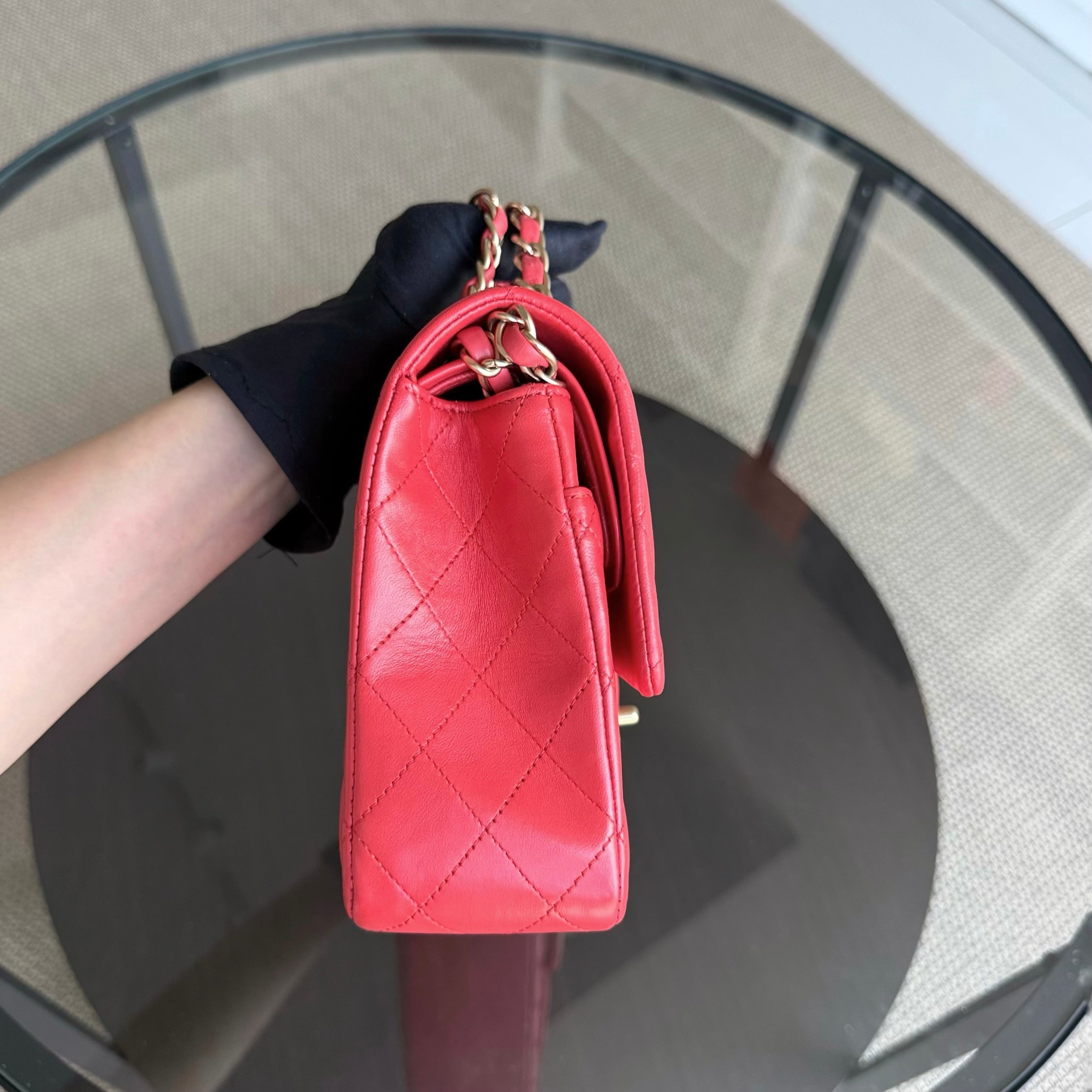 Chanel Classic Flap Medium - 25CM Quilted Lambskin Red Gold Hardware Series 13
