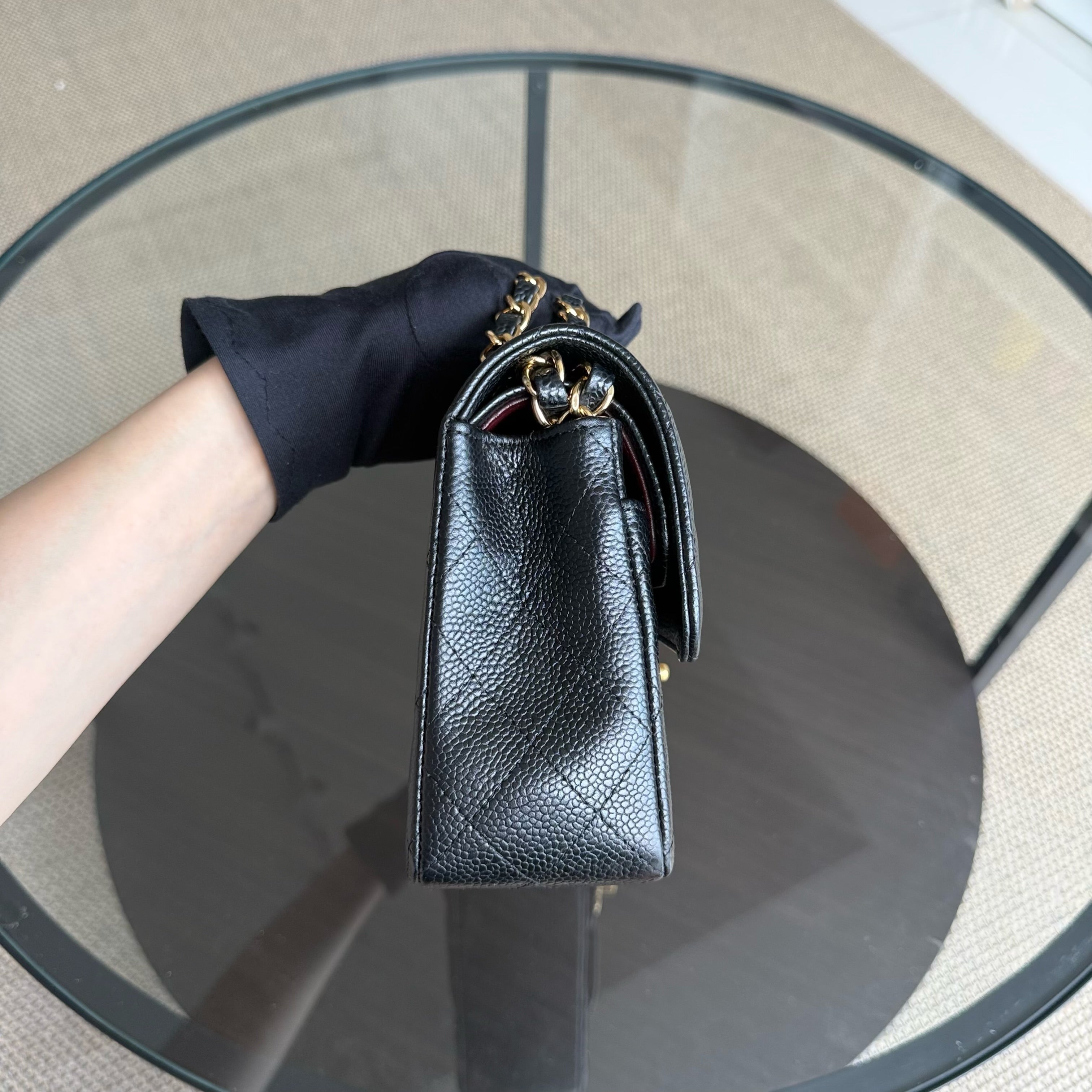 Chanel Classic Flap Small - Caviar 23CM Quilted Grained Calfskin Black Gold Hardware Series 23