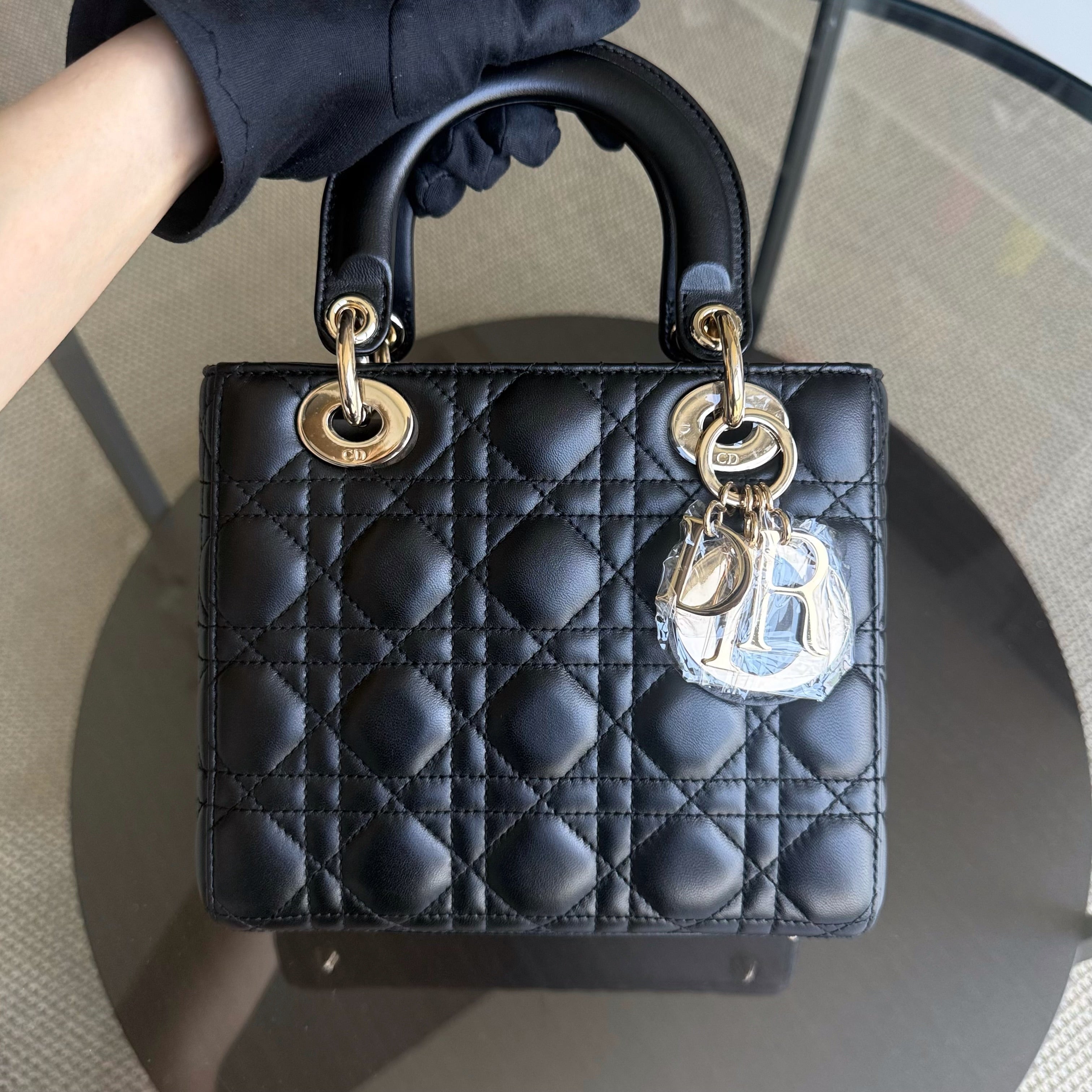 Dior Lady Small Flap MyABC - Cannage Lambskin Black Gold Hardware ABC Charm