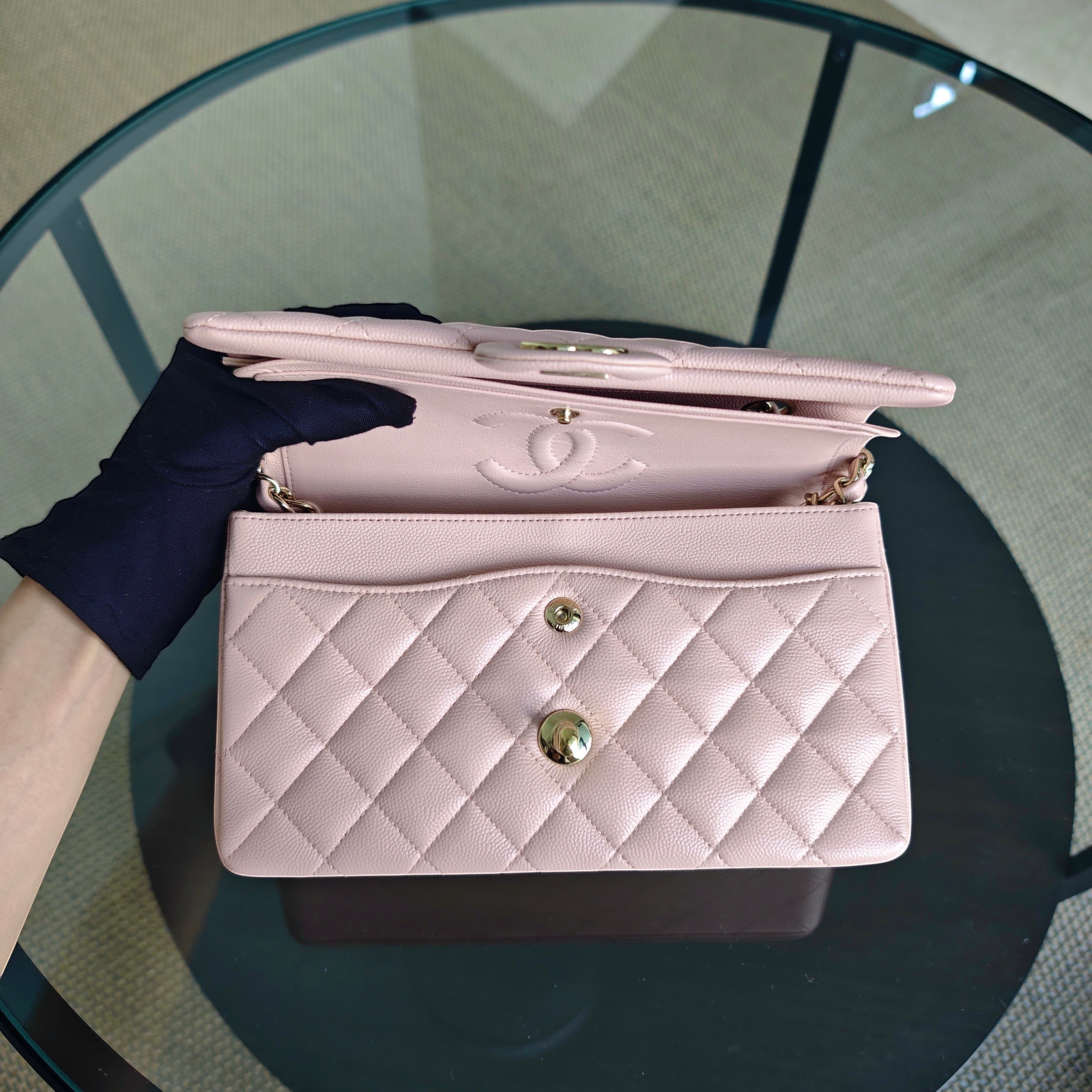 Chanel Classic Flap Small - Caviar 23CM Quilted Sakura Light Pink Light Gold Hardware Series 30