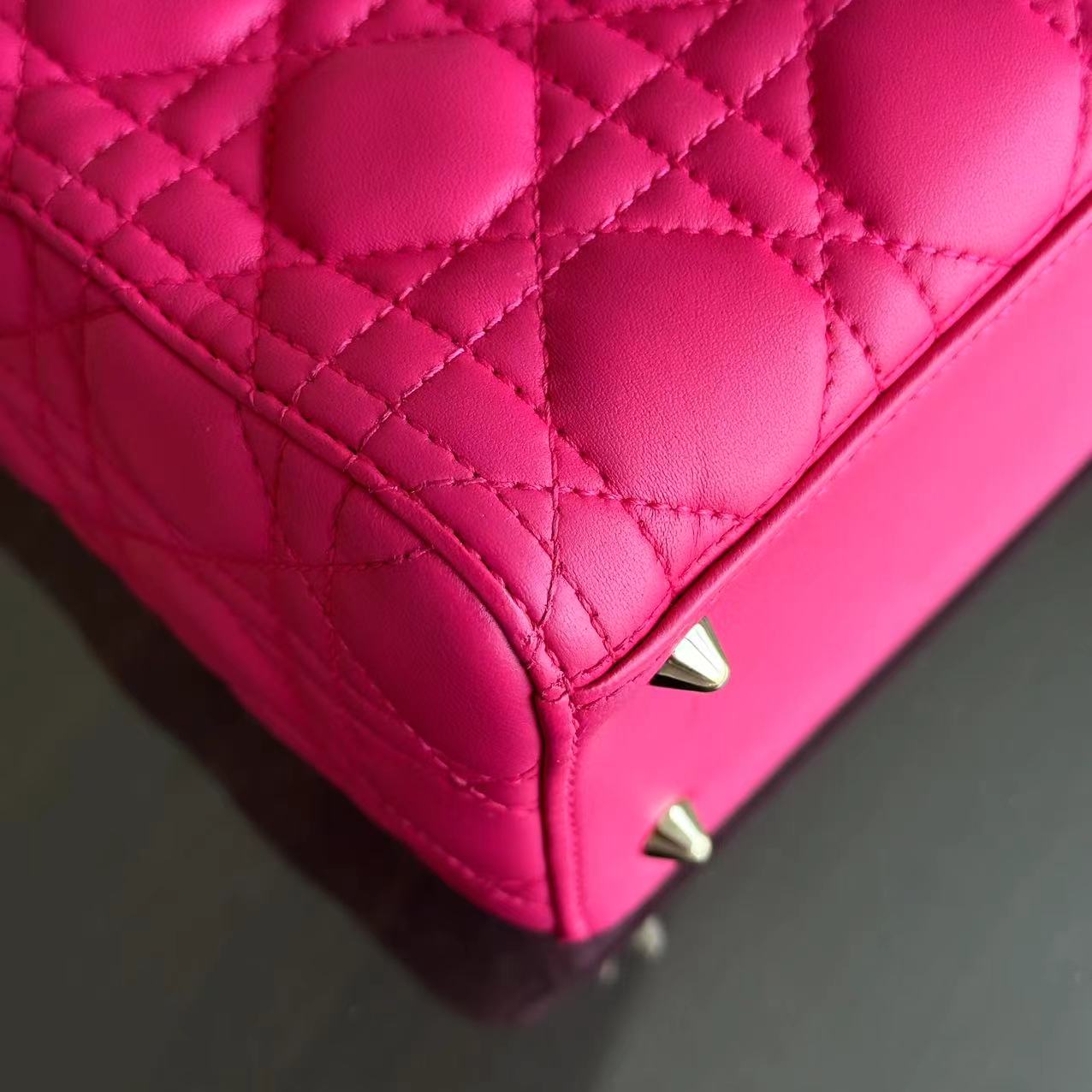 Lady Medium Cannage Lambskin Hot Pink GHW