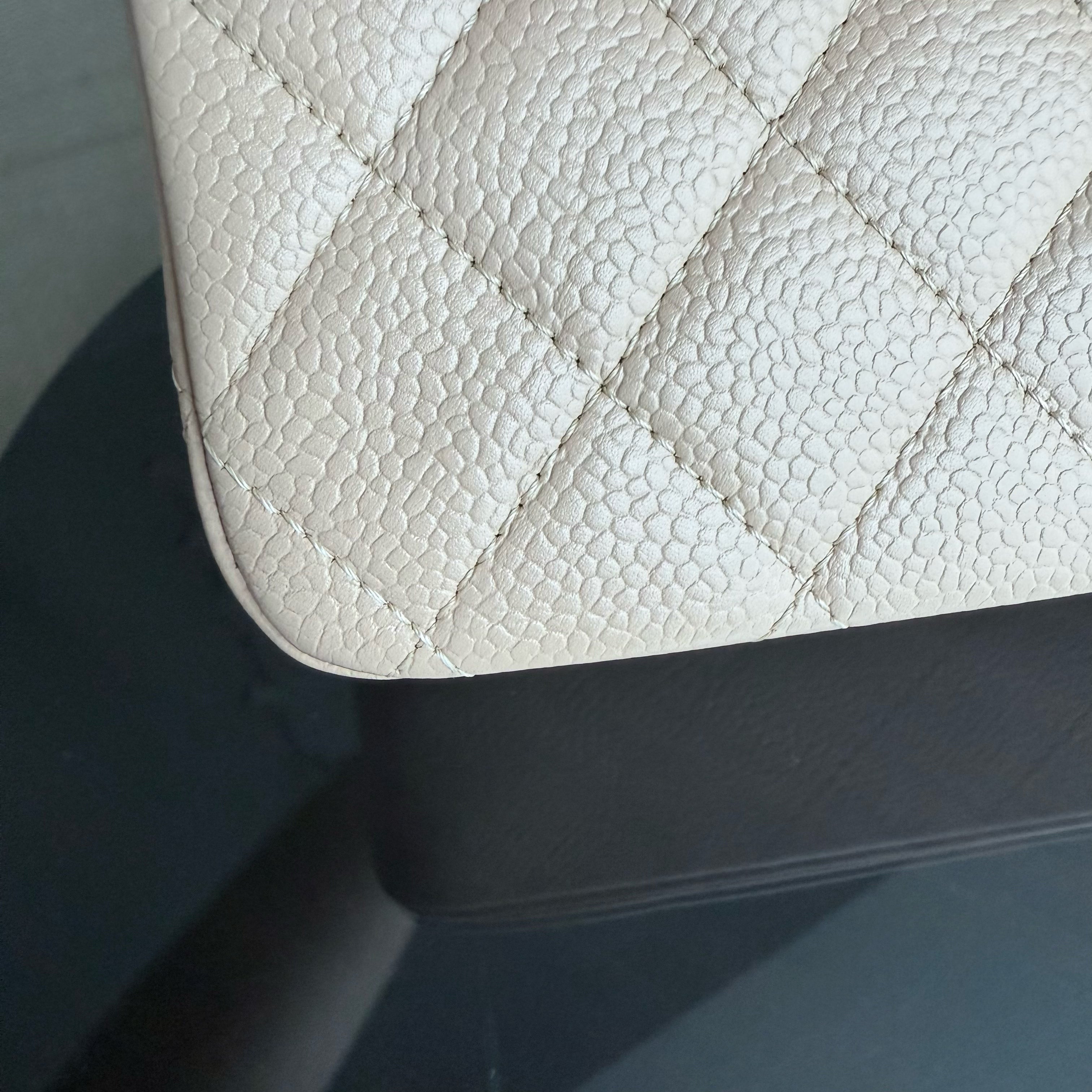 Chanel Classic Flap Medium - Caviar 25CM Quilted Grained Calfskin Beige Silver Hardware Series 13