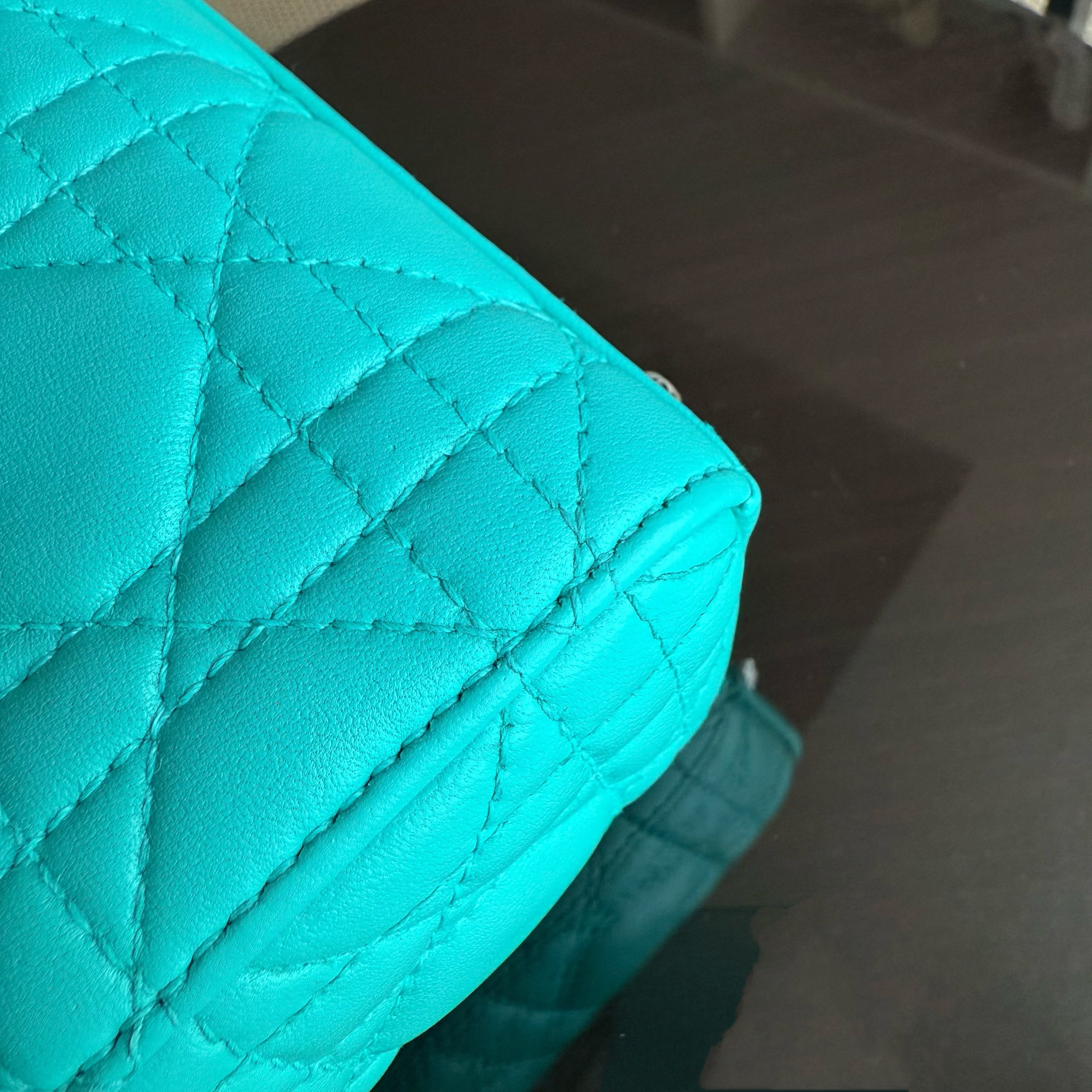 Dior Lady Mini - Cannage Lambskin Cyan Blue Silver Hardware Adjustable Strap