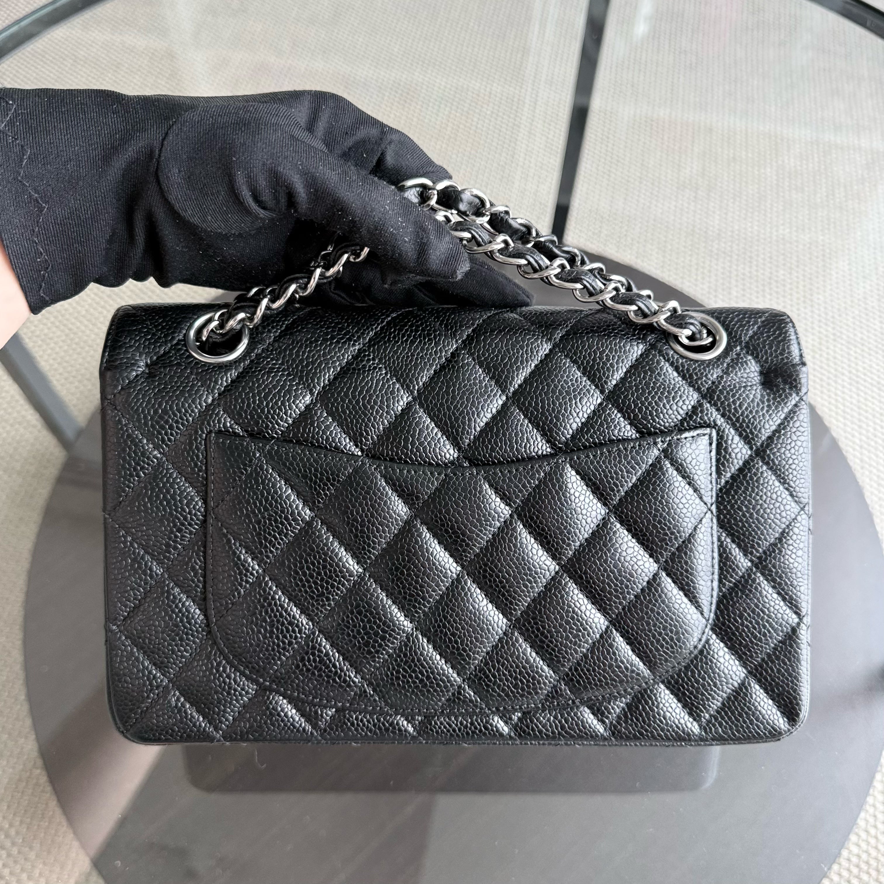 Chanel Classic Flap Small - Caviar 23CM Quilted Black Silver Hardware Series 13