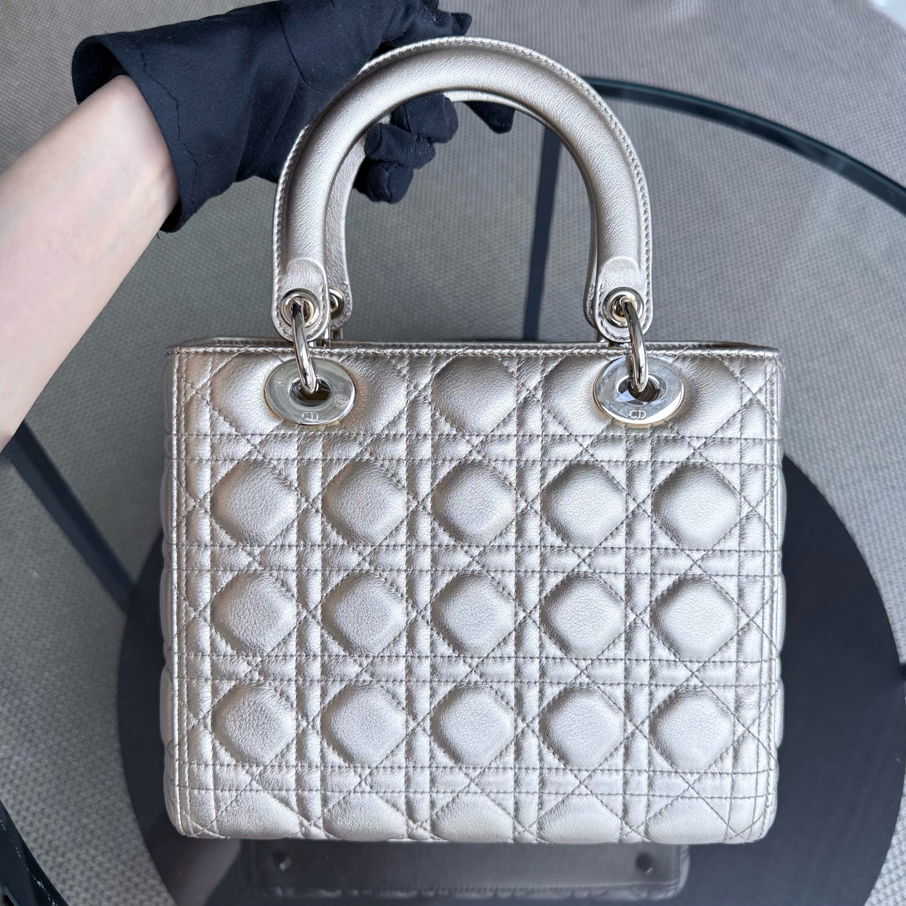 Dior Lady Medium - Cannage Gold Calfskin Gold Hardware No Strap