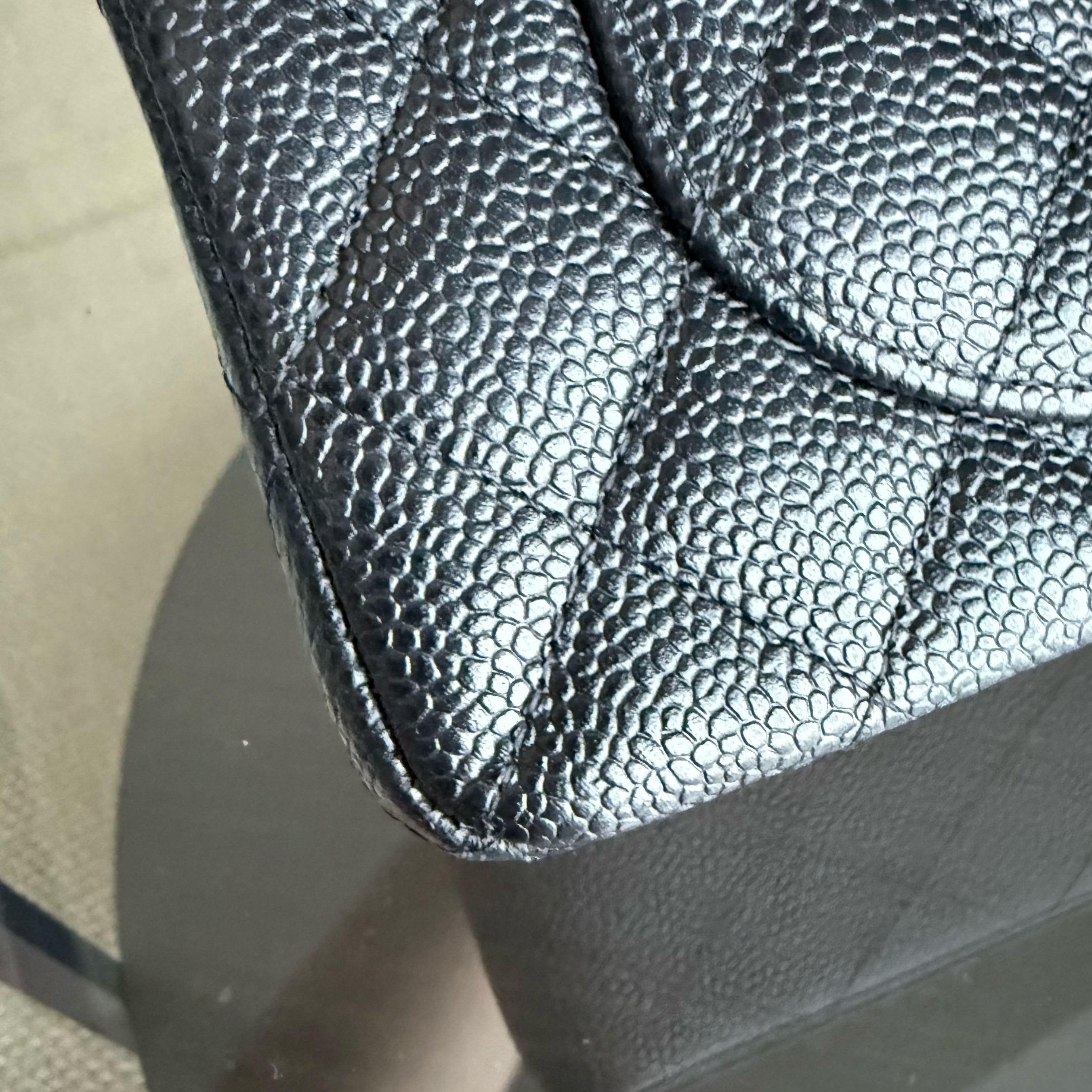 Chanel Classic Flap Small - Caviar 23CM Quilted Grained Calfskin Black Silver Hardware Series 12