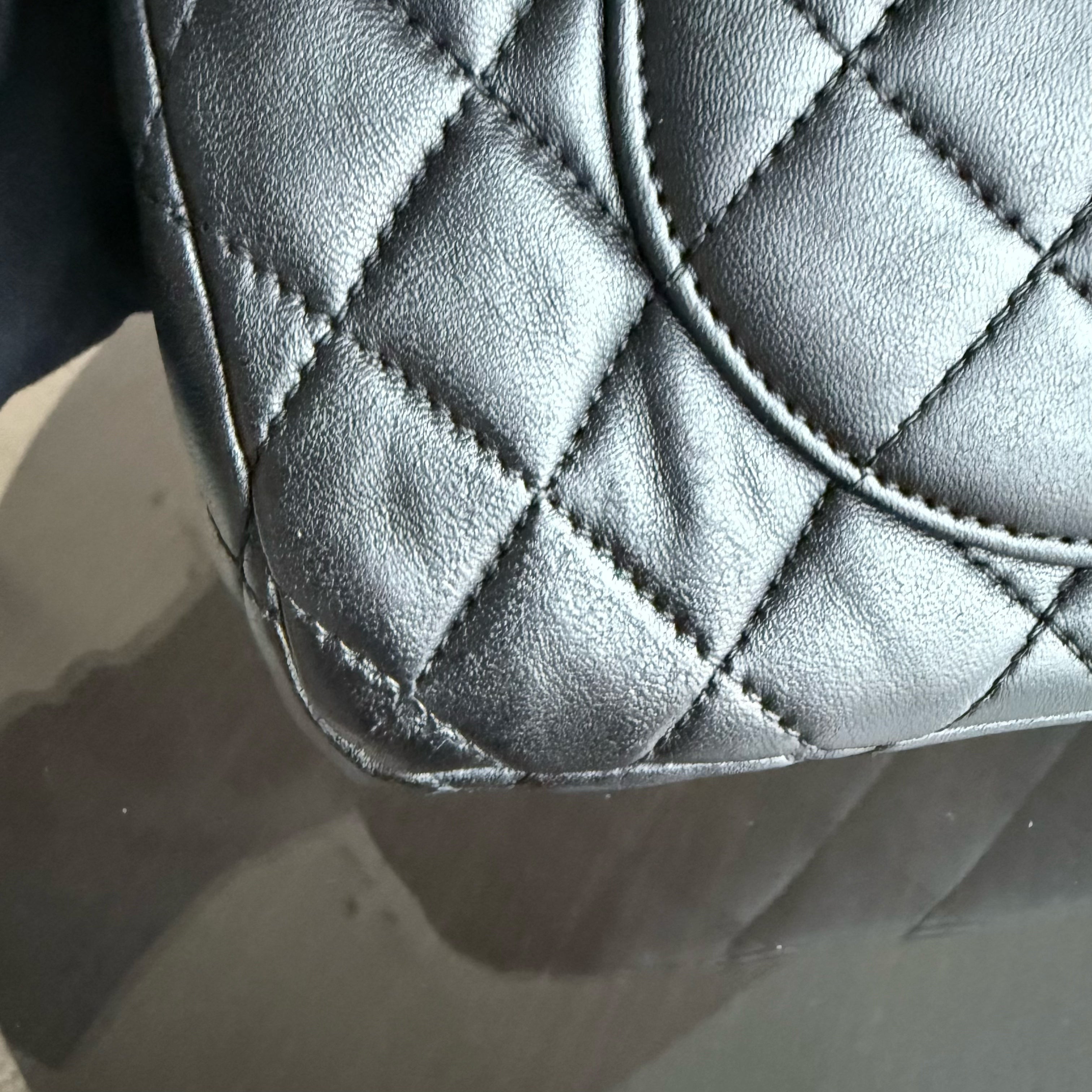 Chanel Tri-fold Seasonal Flap - Quilted Lambskin Black Silver Hardware Series 13