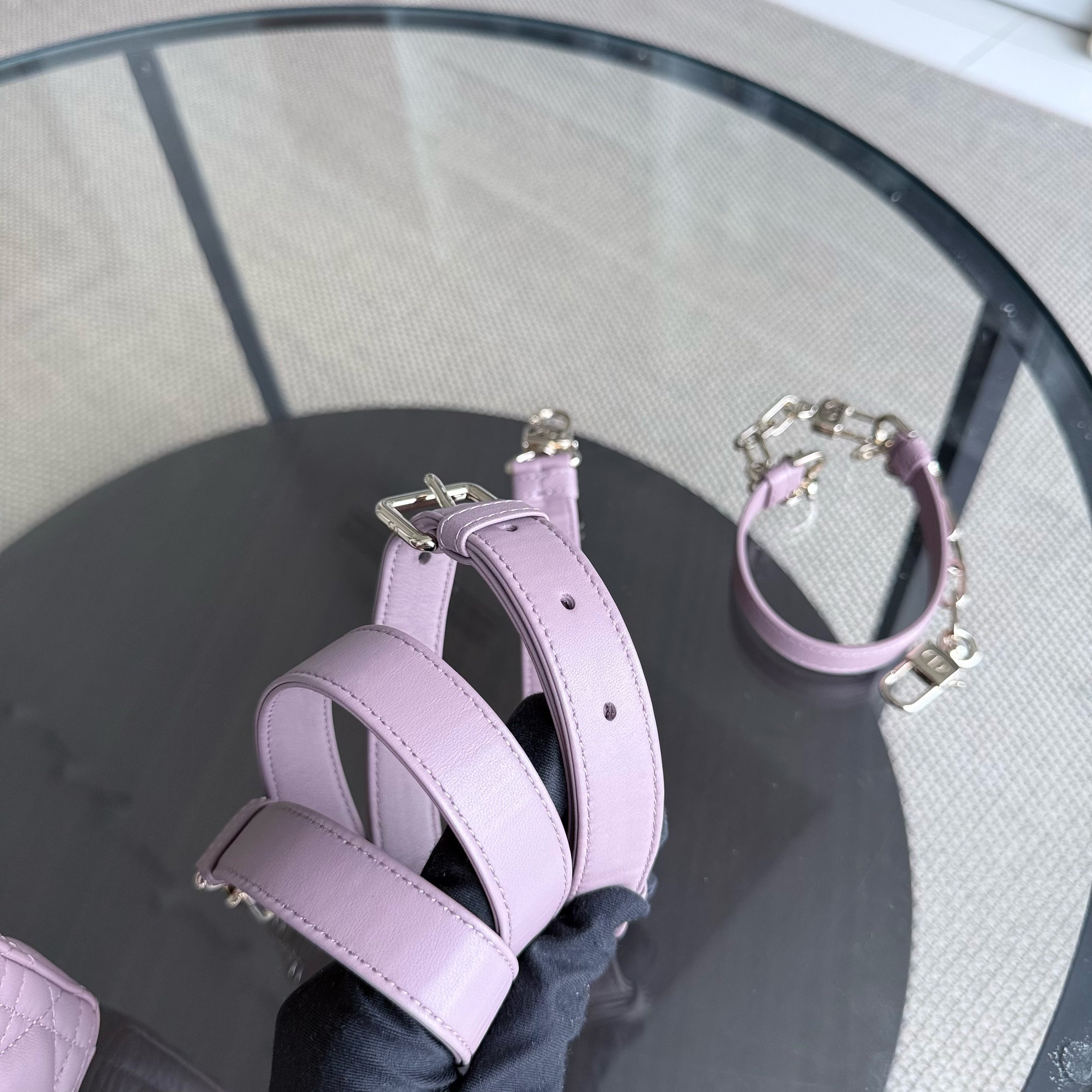 Dior D-Joy Medium - Cannage Lambskin Pink Gold Hardware