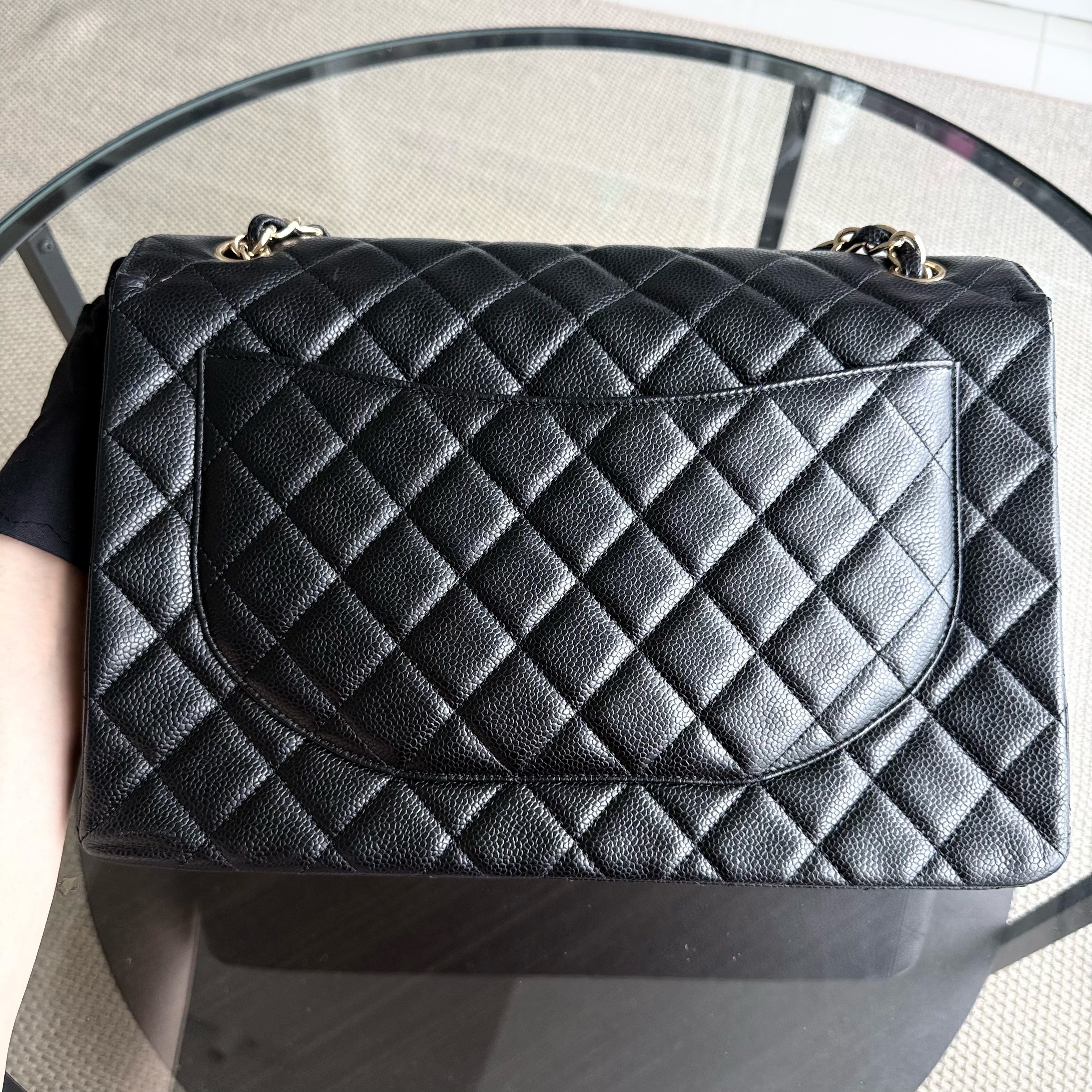 Chanel Classic Flap Maxi - Caviar 33CM Quilted Black Gold Hardware Series 13
