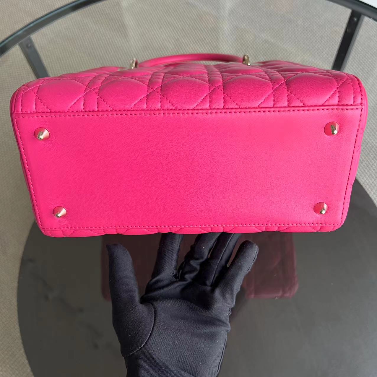 Dior Lady Medium - Cannage Lambskin Hot Pink Golden Hardware