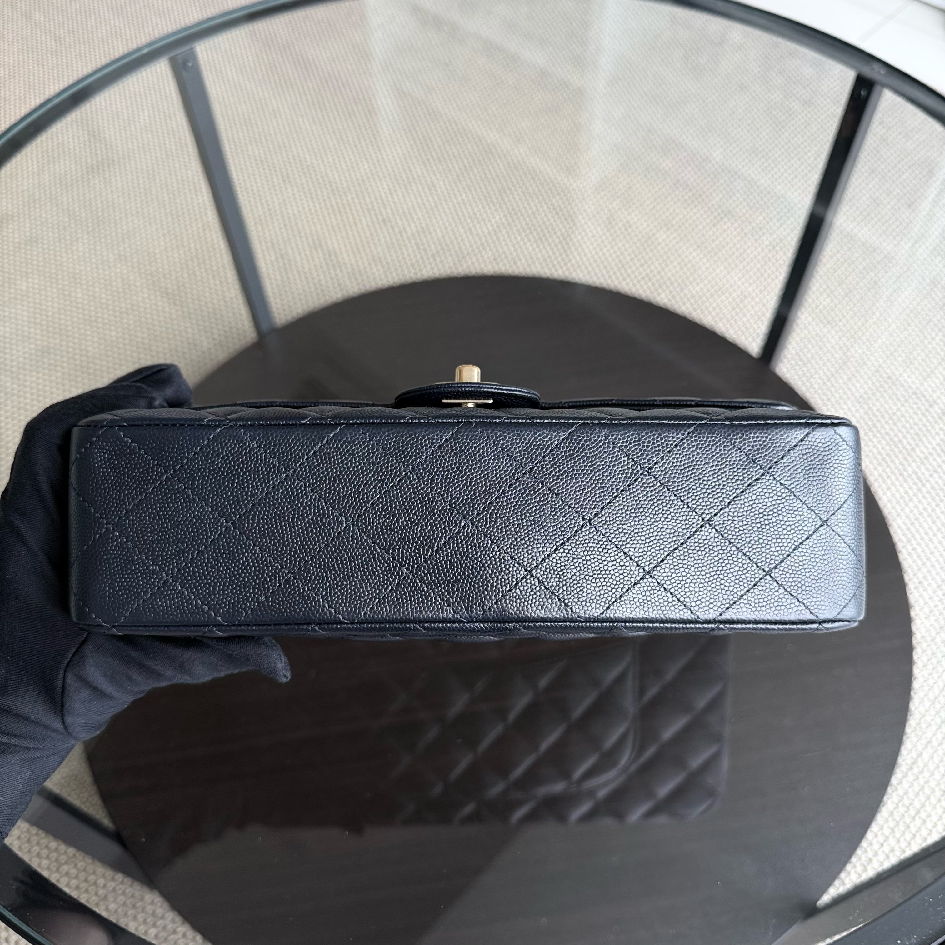Chanel Classic Flap Medium - Caviar 25CM Quilted Mid-night Dark Blue Gold Hardware Series 28