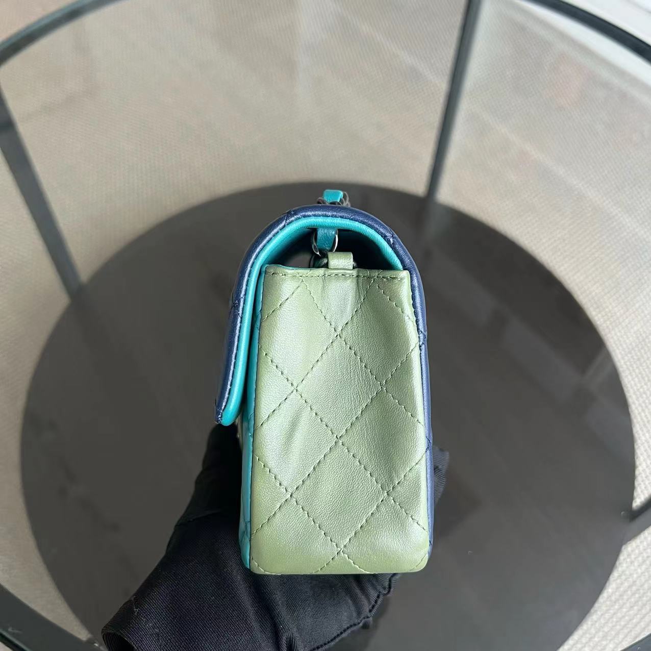 Mini Classic Flap Quilted Lambskin Multi-color Blue Green Silver Hardware Series 21