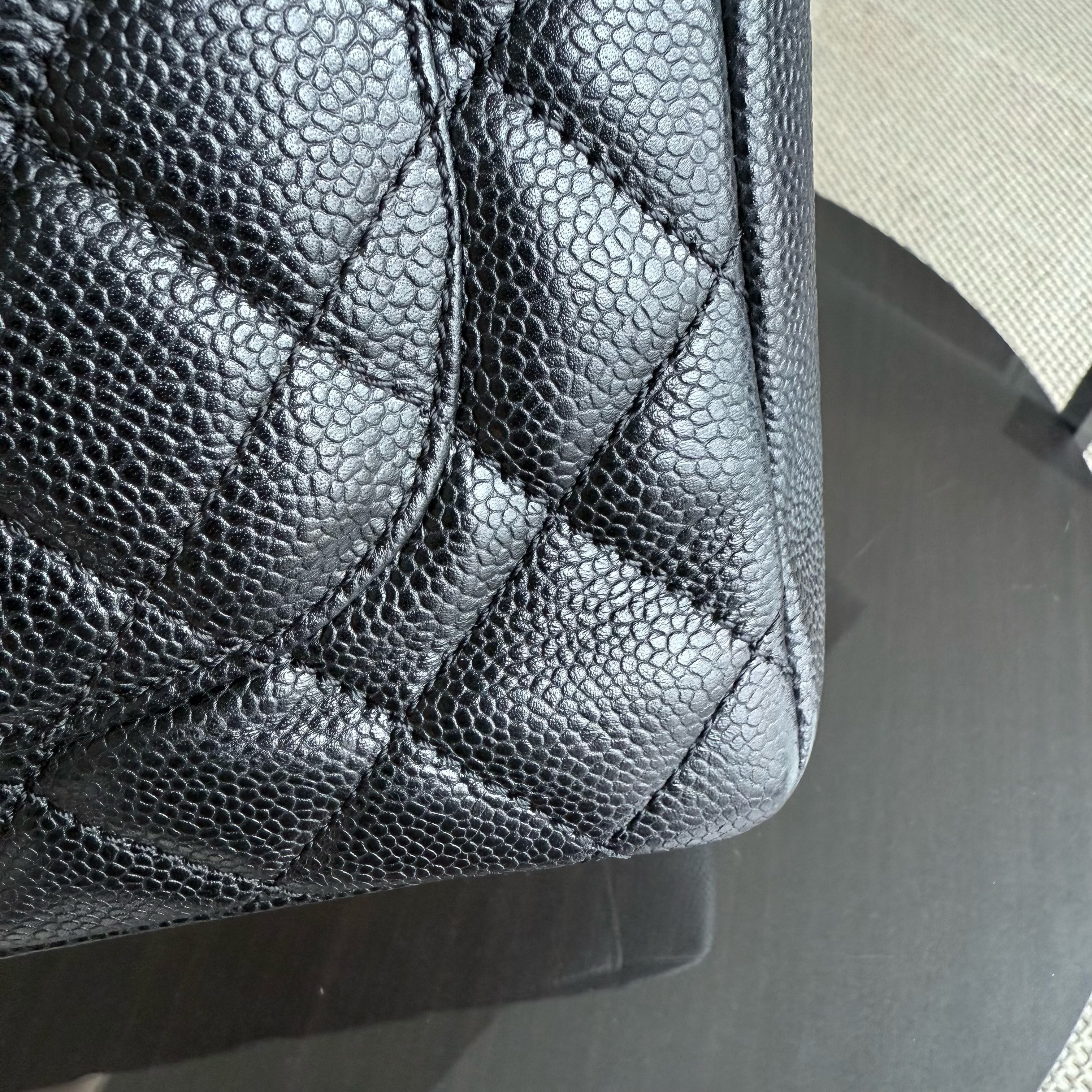 Chanel GST Grand Shopping Tote - Caviar Quilted Black Silver Hardware Series 12