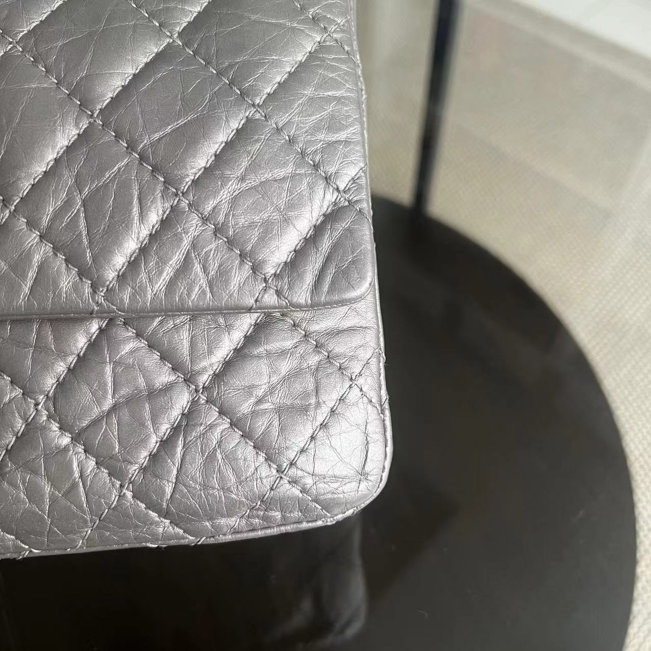 Chanel 2.55 Reissue 226 - Grained Calfskin Metallic Grey Gray Silver Ruthenium Hardware Series 14