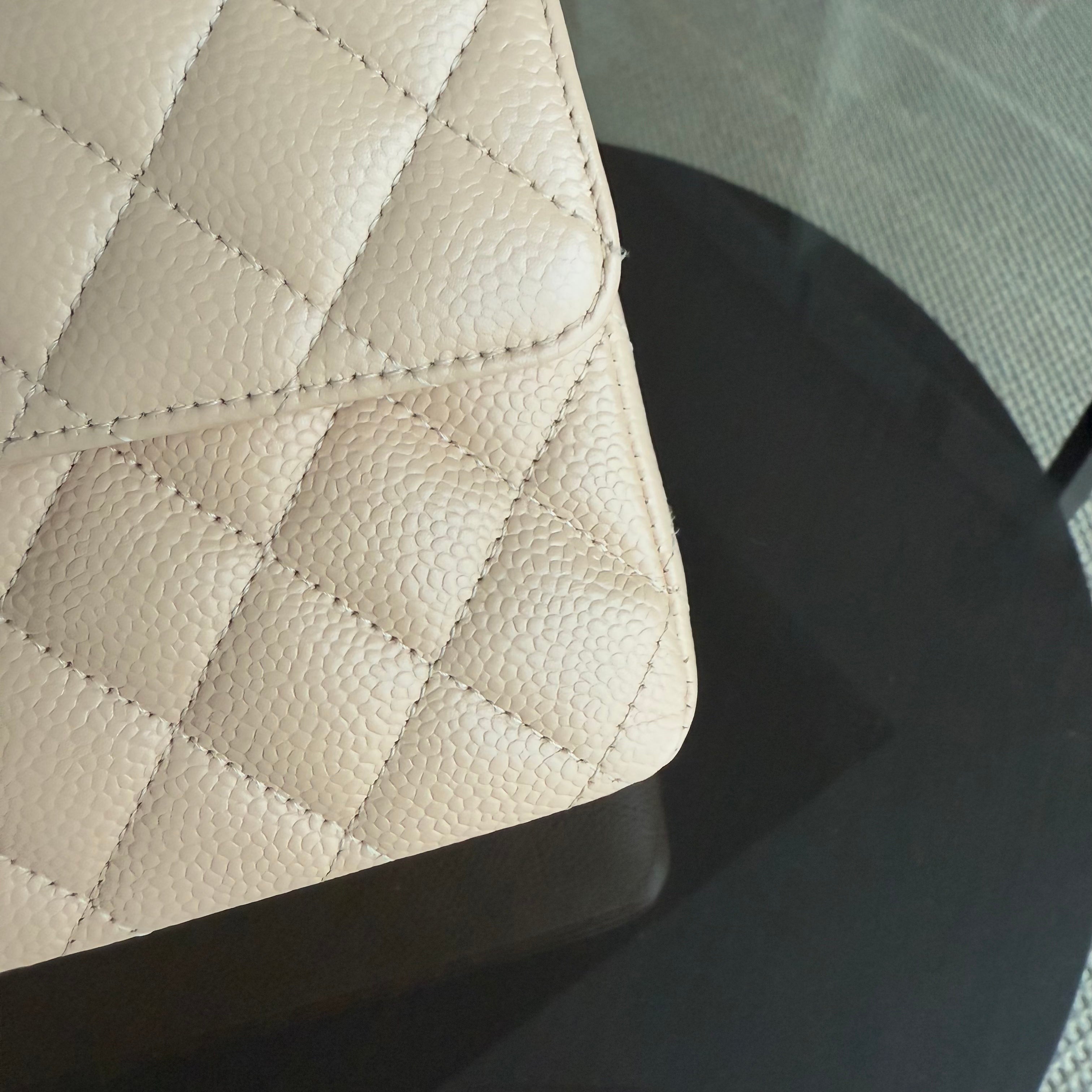 Chanel Classic Flap Medium - Caviar 25CM Quilted Beige Gold Hardware Series 13
