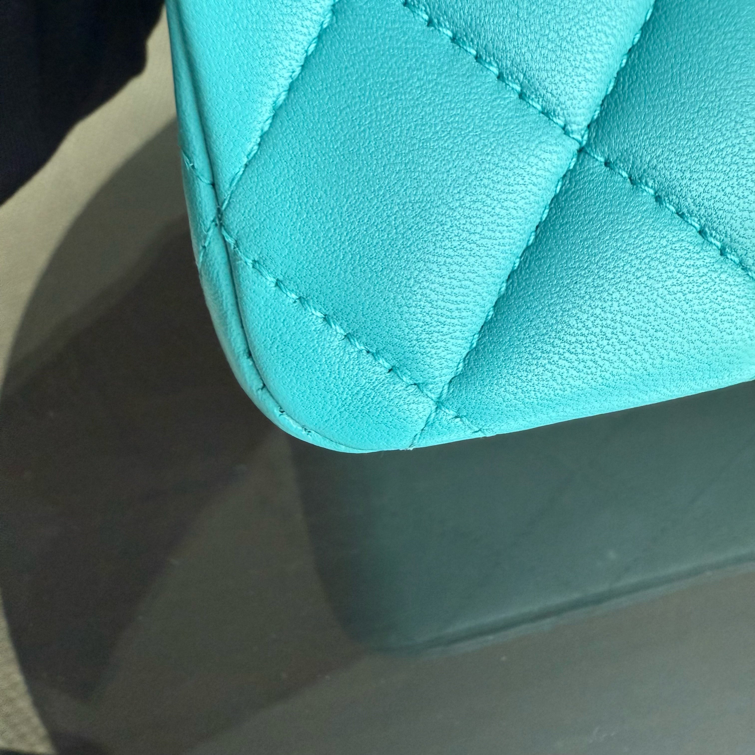 Chanel Classic Flap Medium - 25CM Quilted Lambskin Blue Silver Hardware Series 19