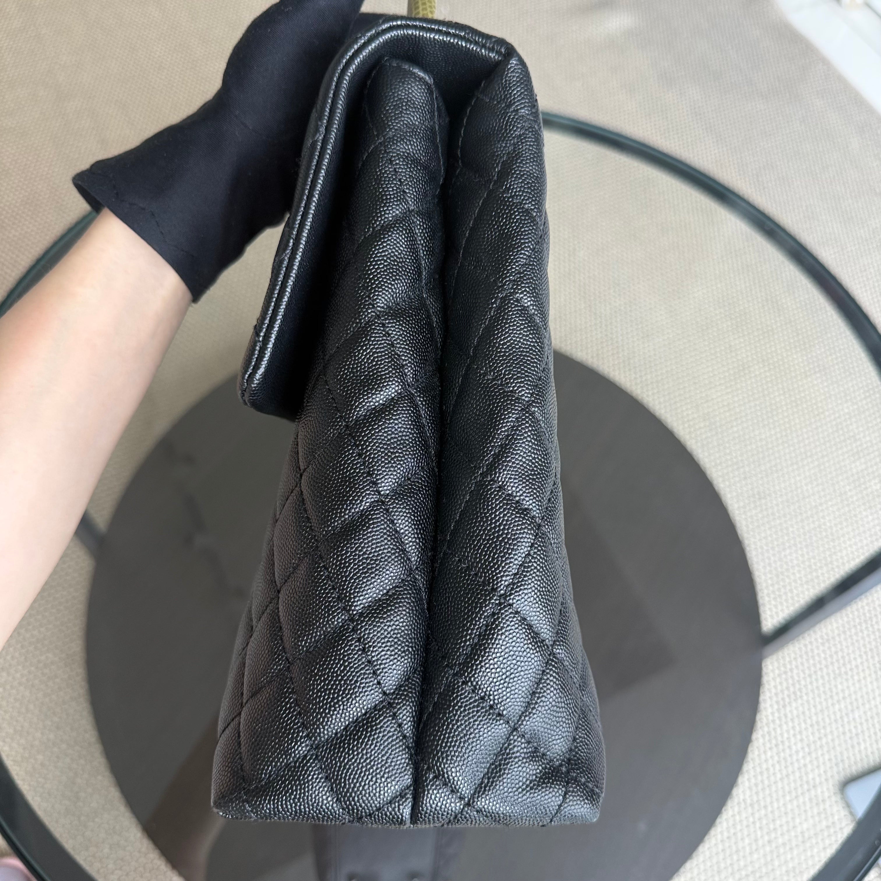 Chanel Coco Handle Large - Caviar 34CM Quilted Black Ruthenium Silver Hardware Series 23