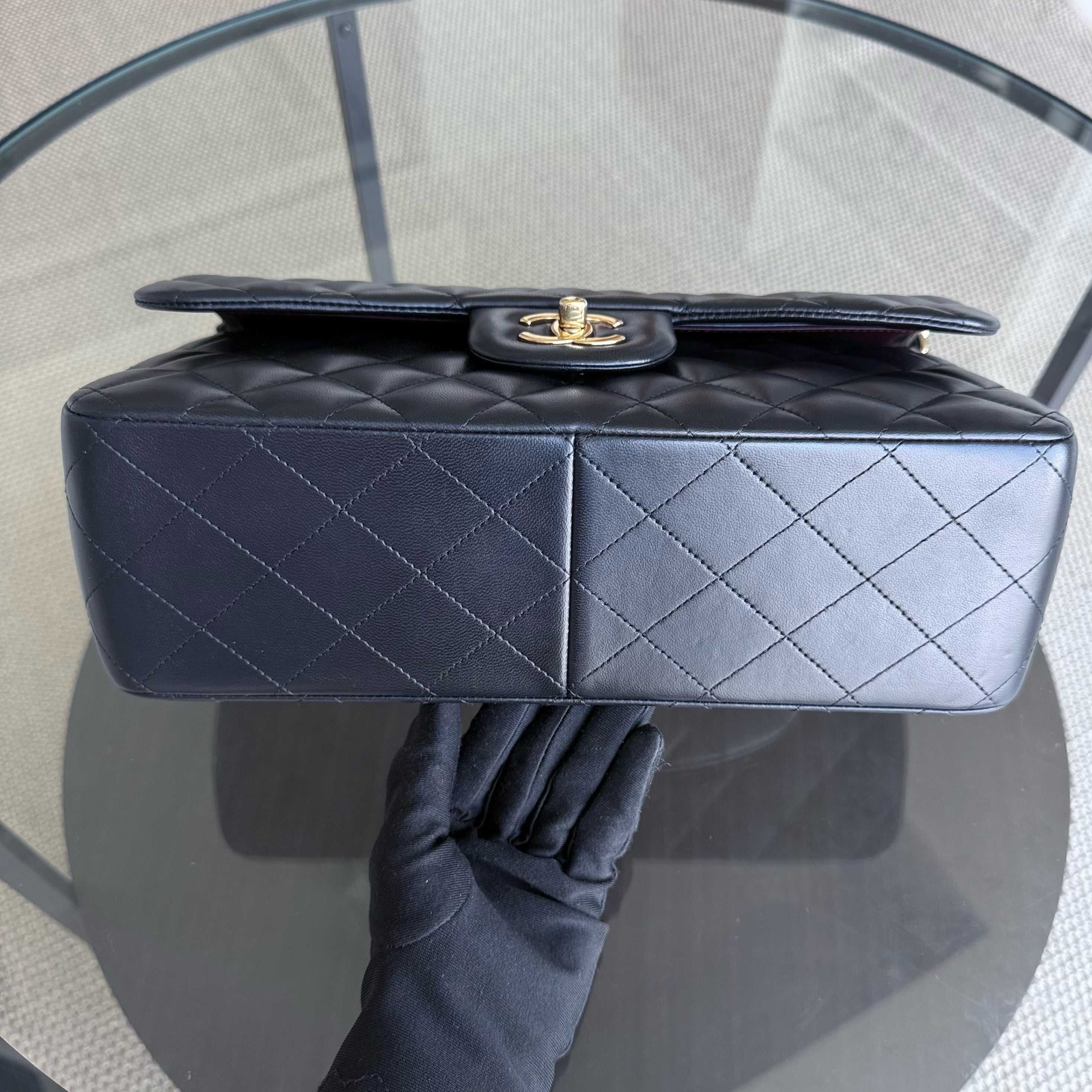 Chanel Classic Flap Jumbo - Double Flap 30CM Quilted Lambskin Black Gold Hardware Series 19