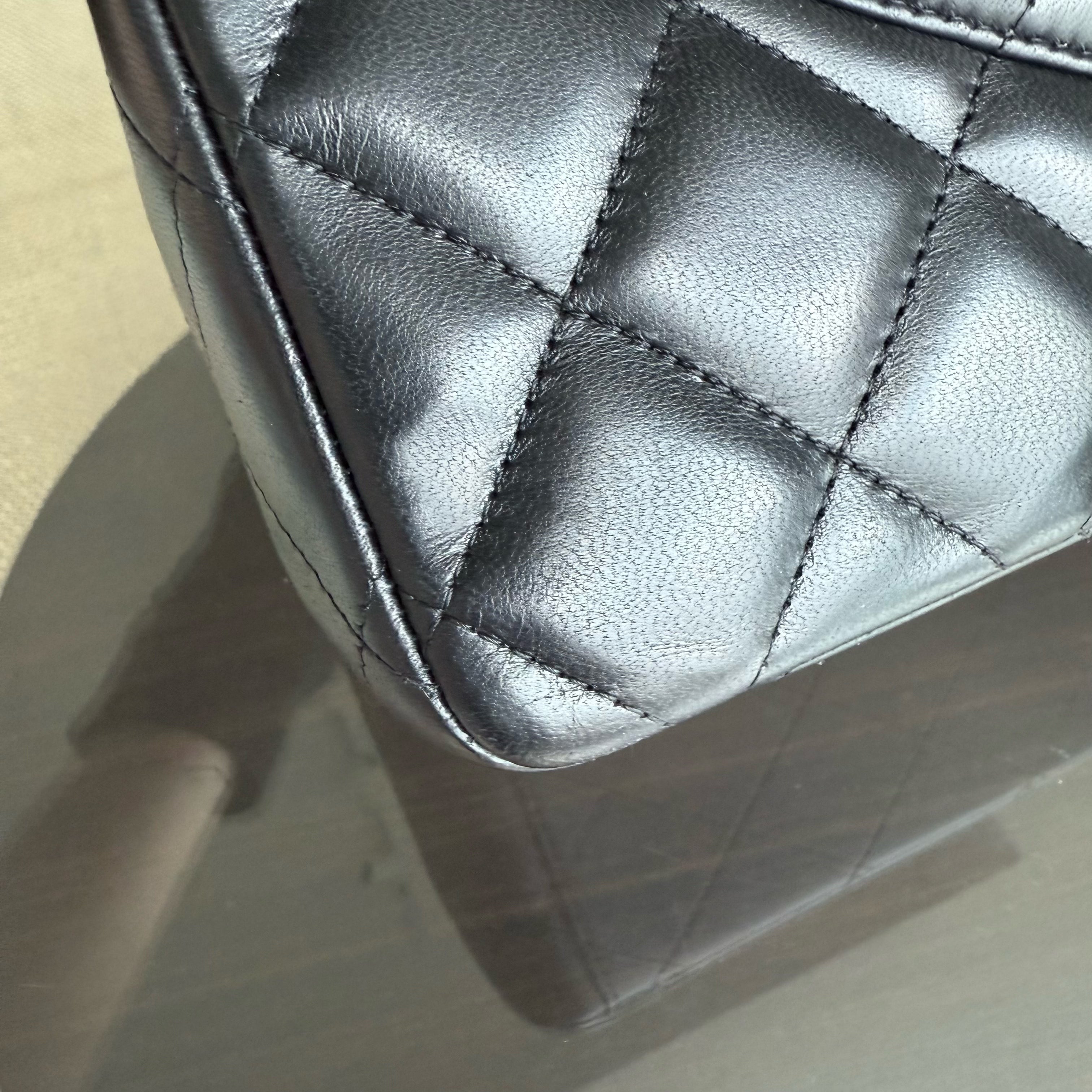 Chanel Classic Flap Maxi - Double Flap 33CM Quilted Lambskin Black Gold Hardware Series 15