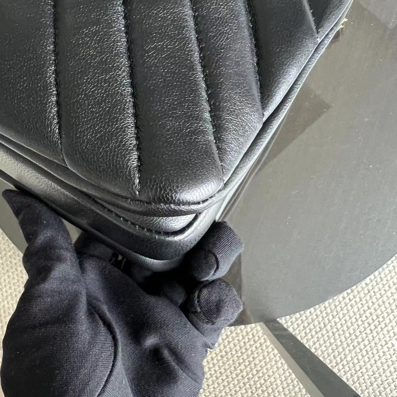 Trendy CC Small 25CM Chevron Lambskin Black Golden Hardware Series 26