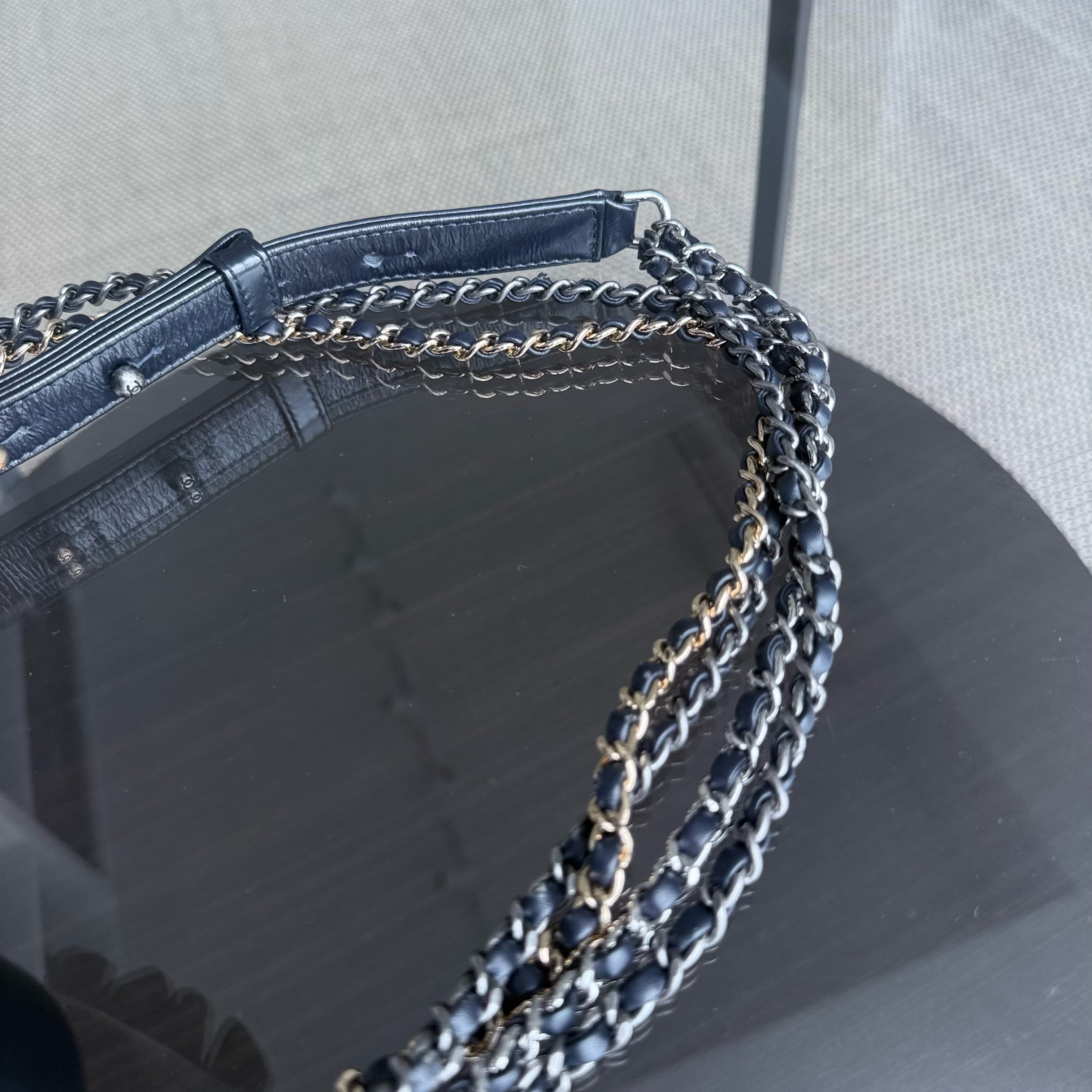 Chanel Gabrielle Small - Aged Calfskin Dark Blue Mixed Gold Hardware Series 26