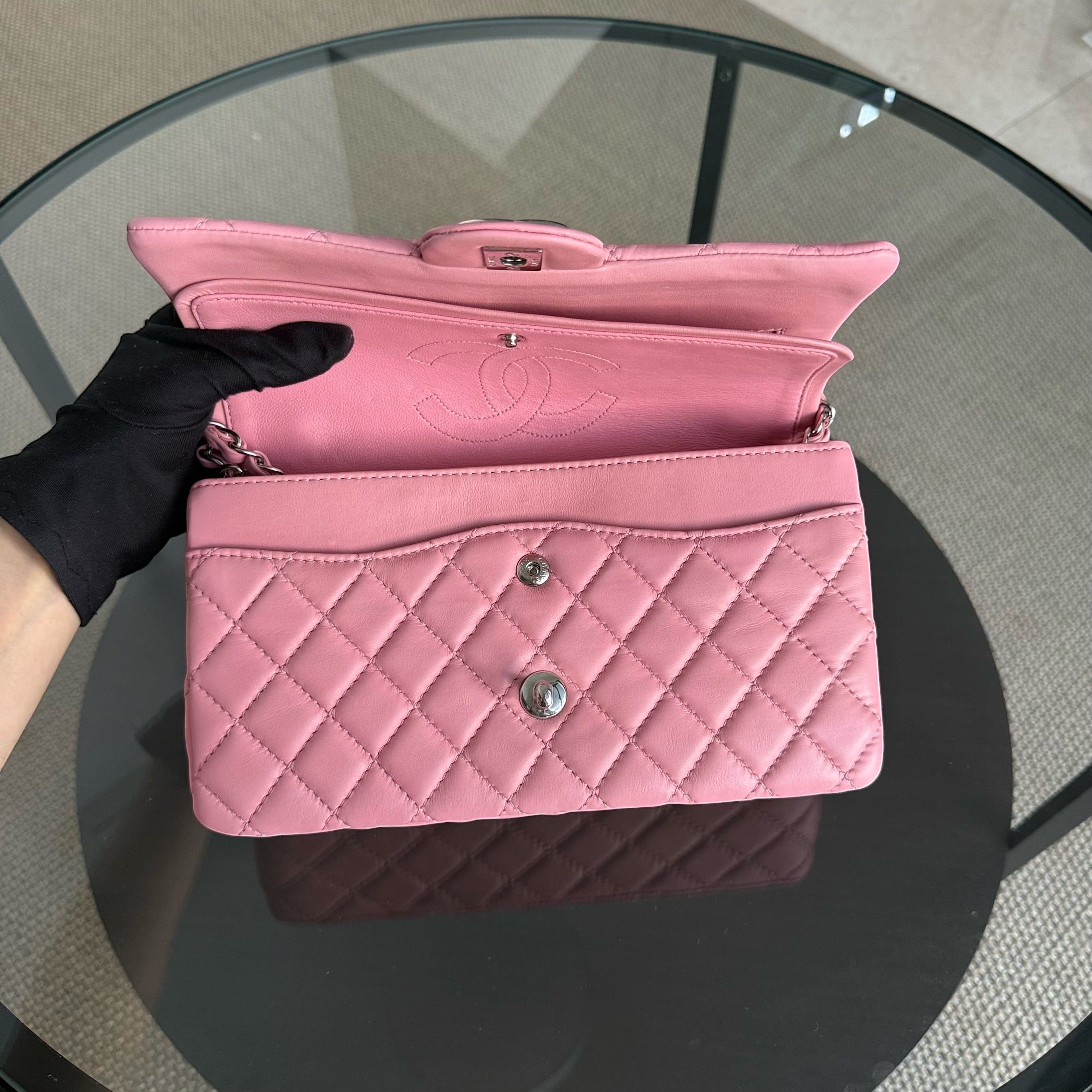 Chanel Classic Flap Medium - 25CM Quilted Lambskin Light Pink Gold Hardware Series 12