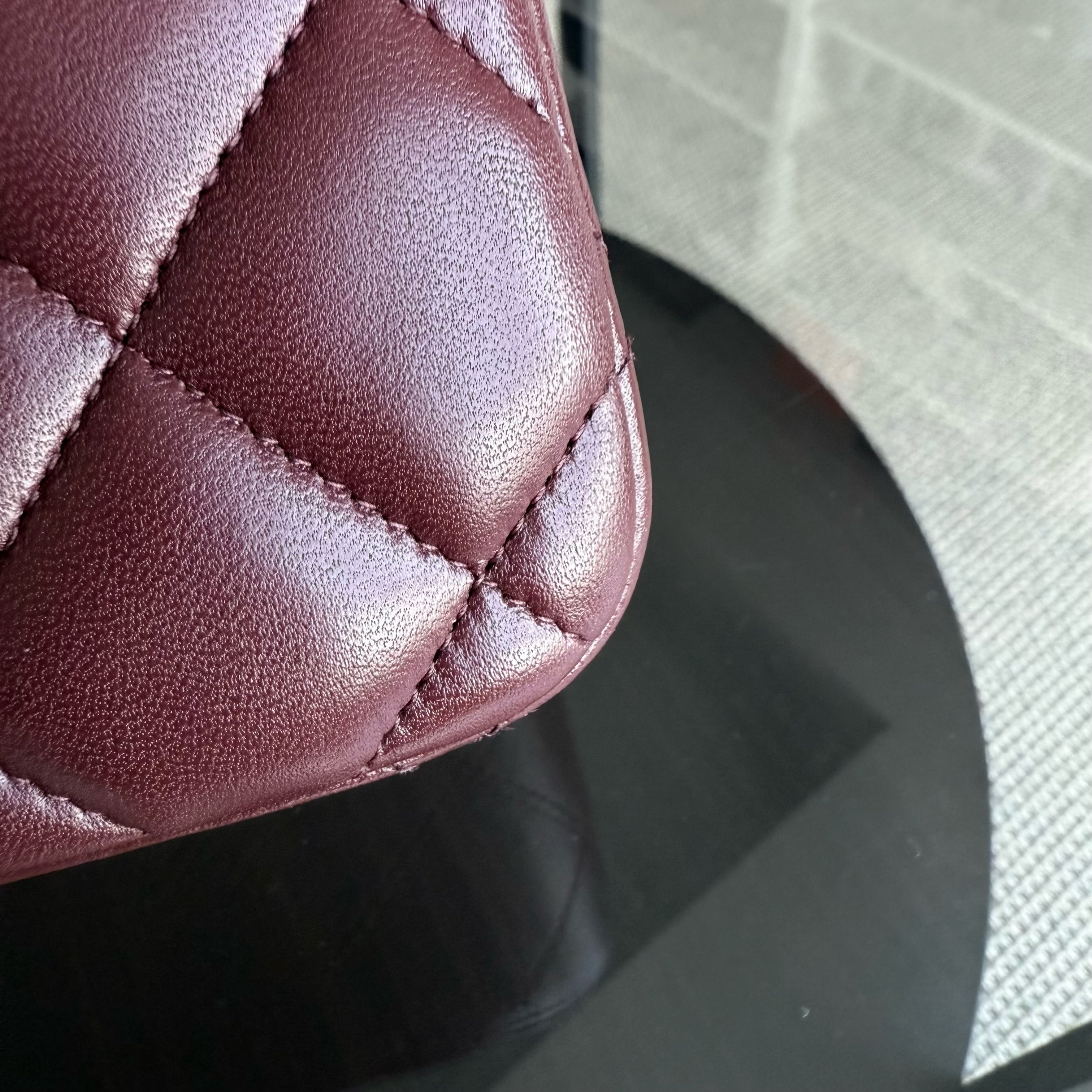 Chanel Classic Flap Jumbo - Double Flap 30CM Quilted Lambskin Burgundy Dark Red Gold Hardware Series 21
