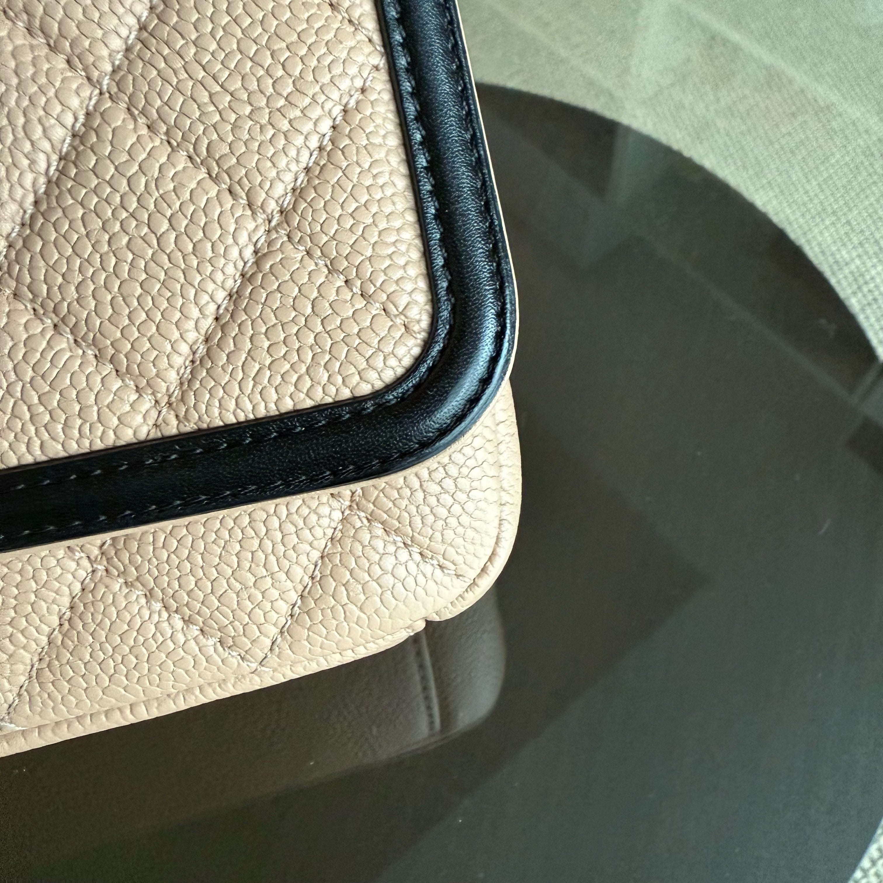 Chanel Filigree Flap Small - Caviar Quilted Black Beige Gold Hardware Series 24