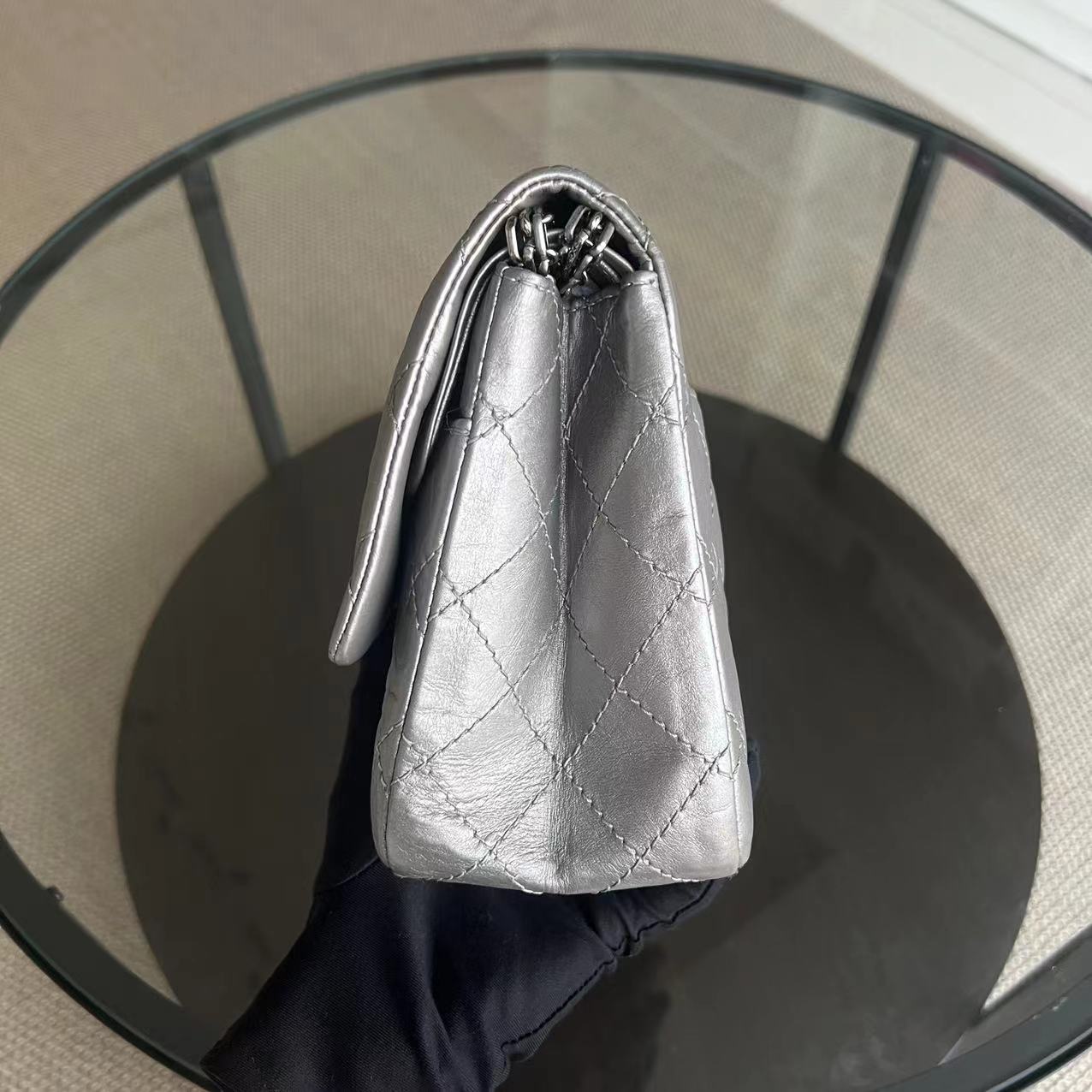 Chanel 2.55 Reissue 226 - Grained Calfskin Metallic Grey Gray Silver Ruthenium Hardware Series 14