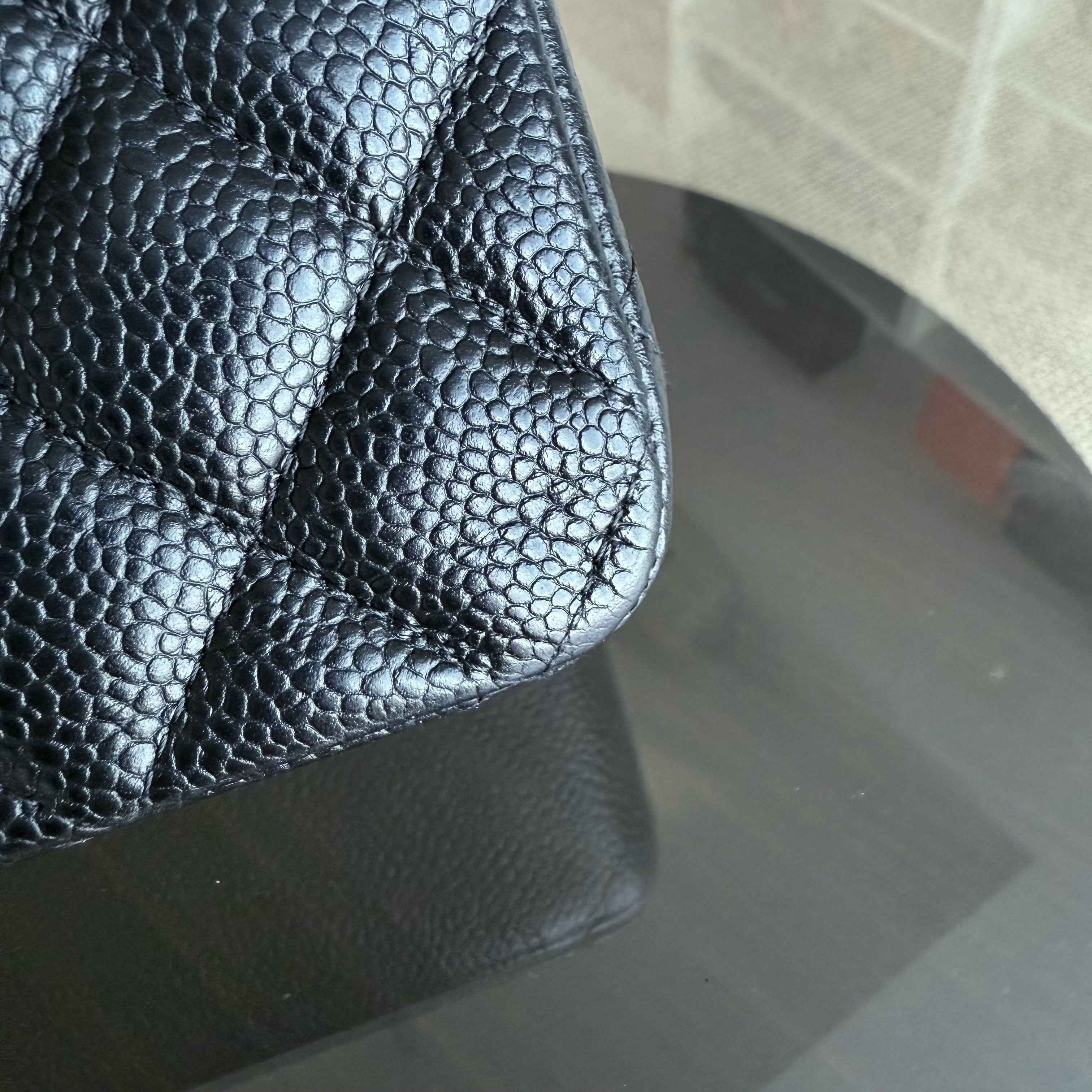 Chanel Classic Flap Medium - 25CM Quilted Caviar Black Gold Hardware Series 21