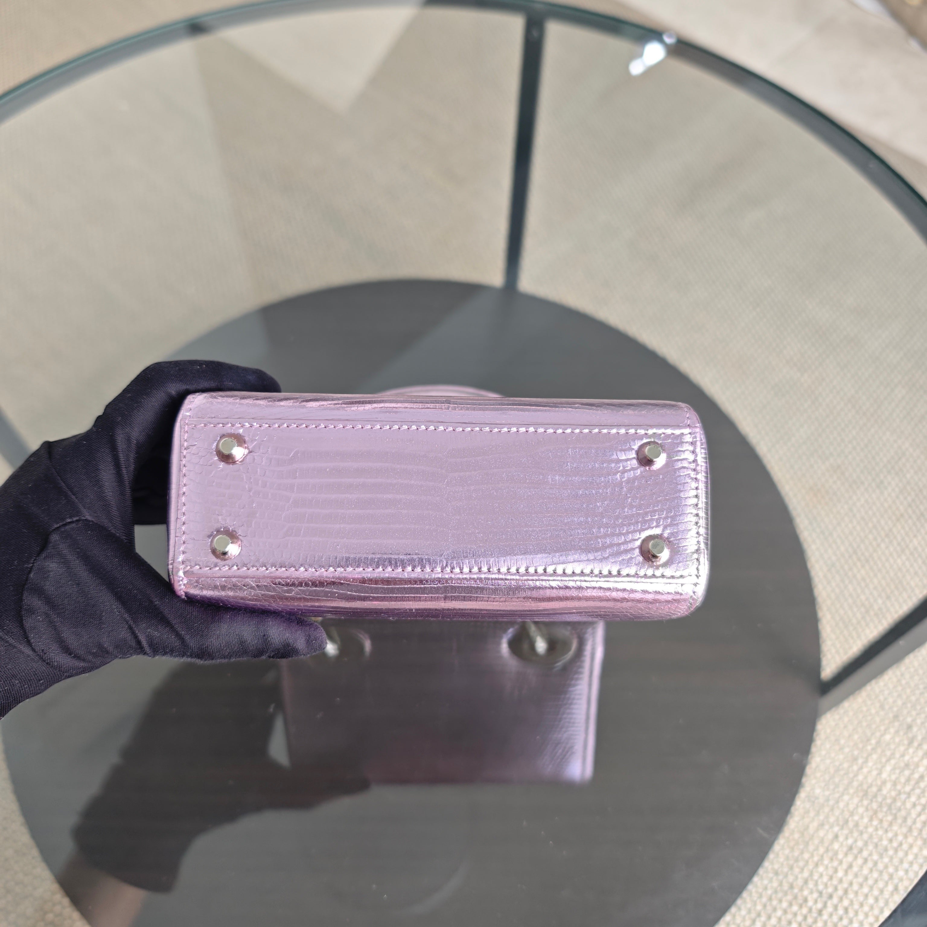 Dior Lady Mini - Exotic Lizard Light Purple Silver Hardware
