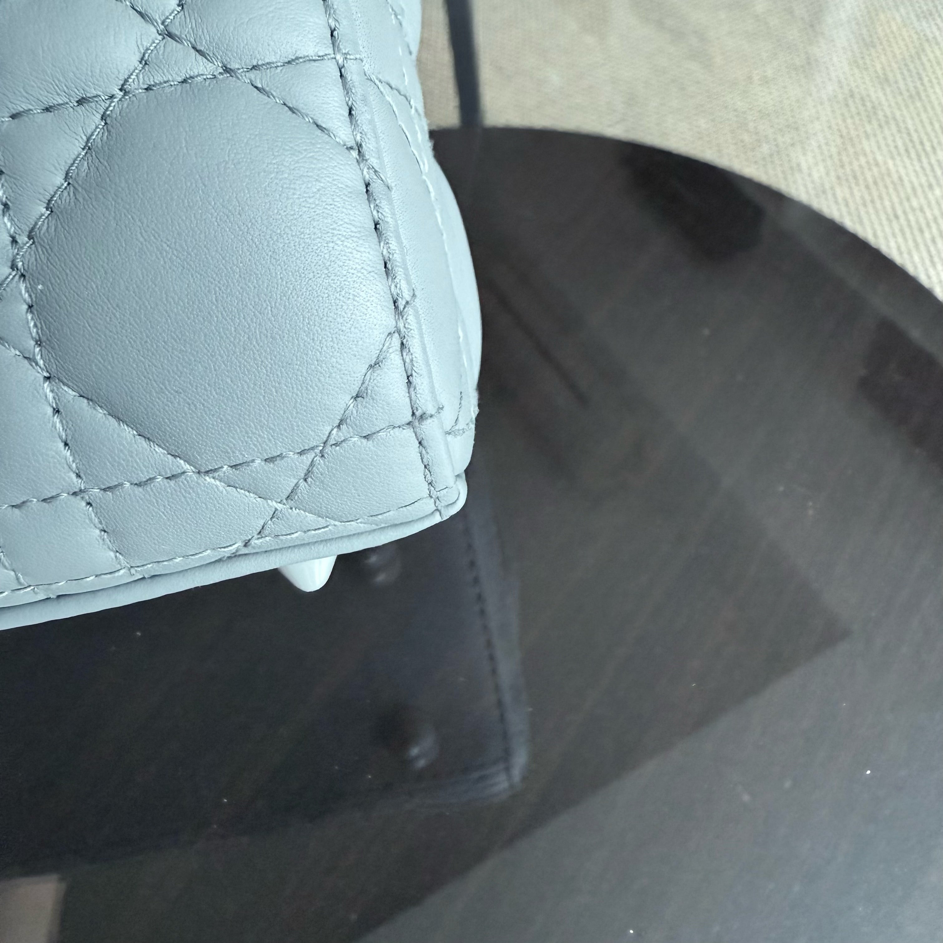 Dior Lady Small ABC - All Gray Grey Cannage Calfskin Black Hardware