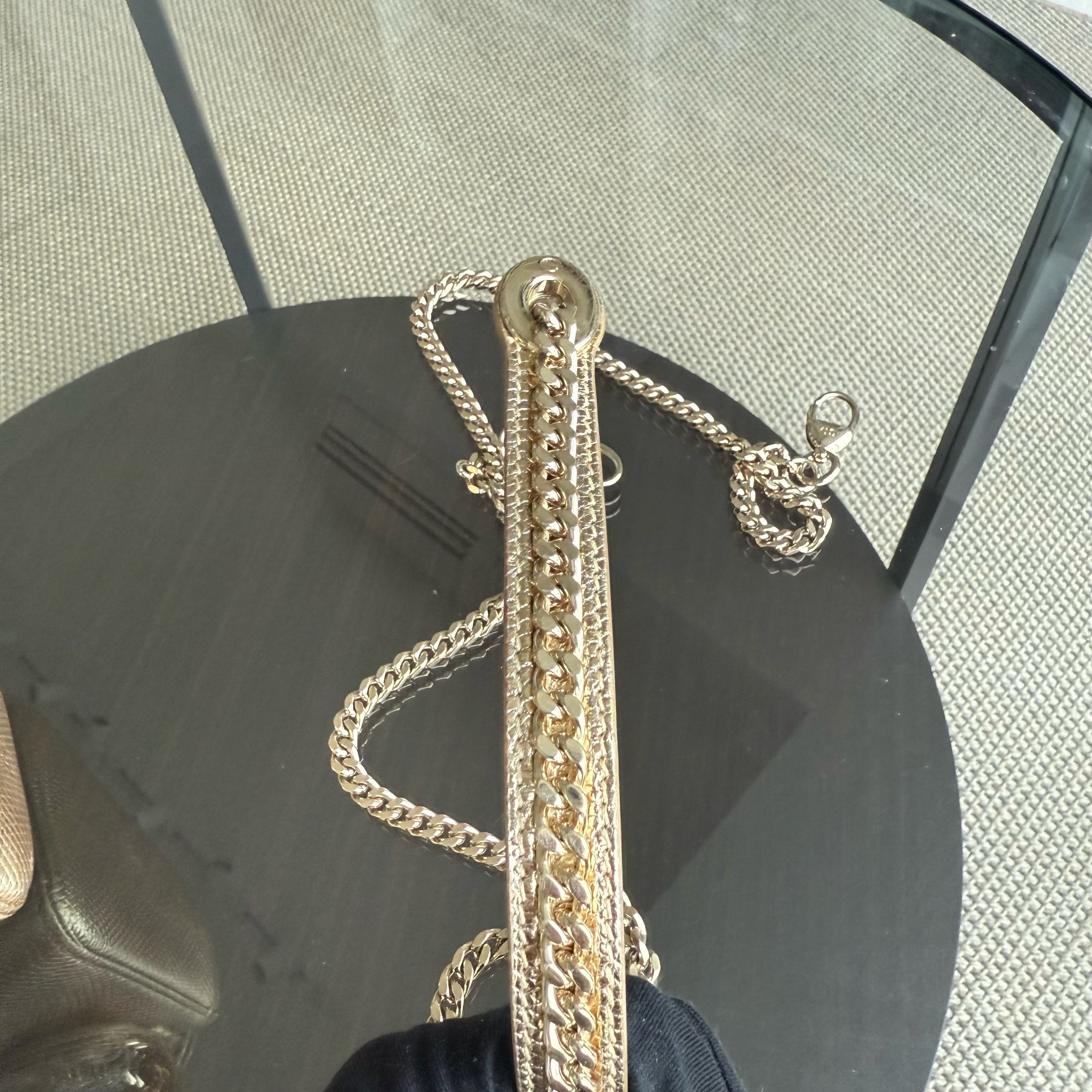 Dior Lady Mini - Exotic Lizard Skin Gold Metallic Gold Hardware Chain Strap
