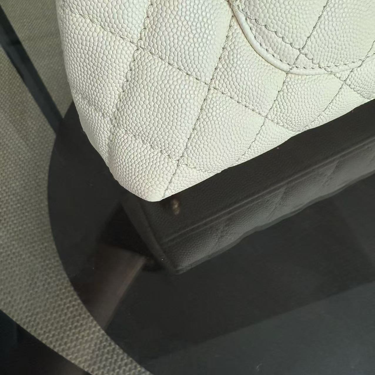 Chanel Coco Handle Small - Caivar Quilted Cream White Gold Hardware Series 24