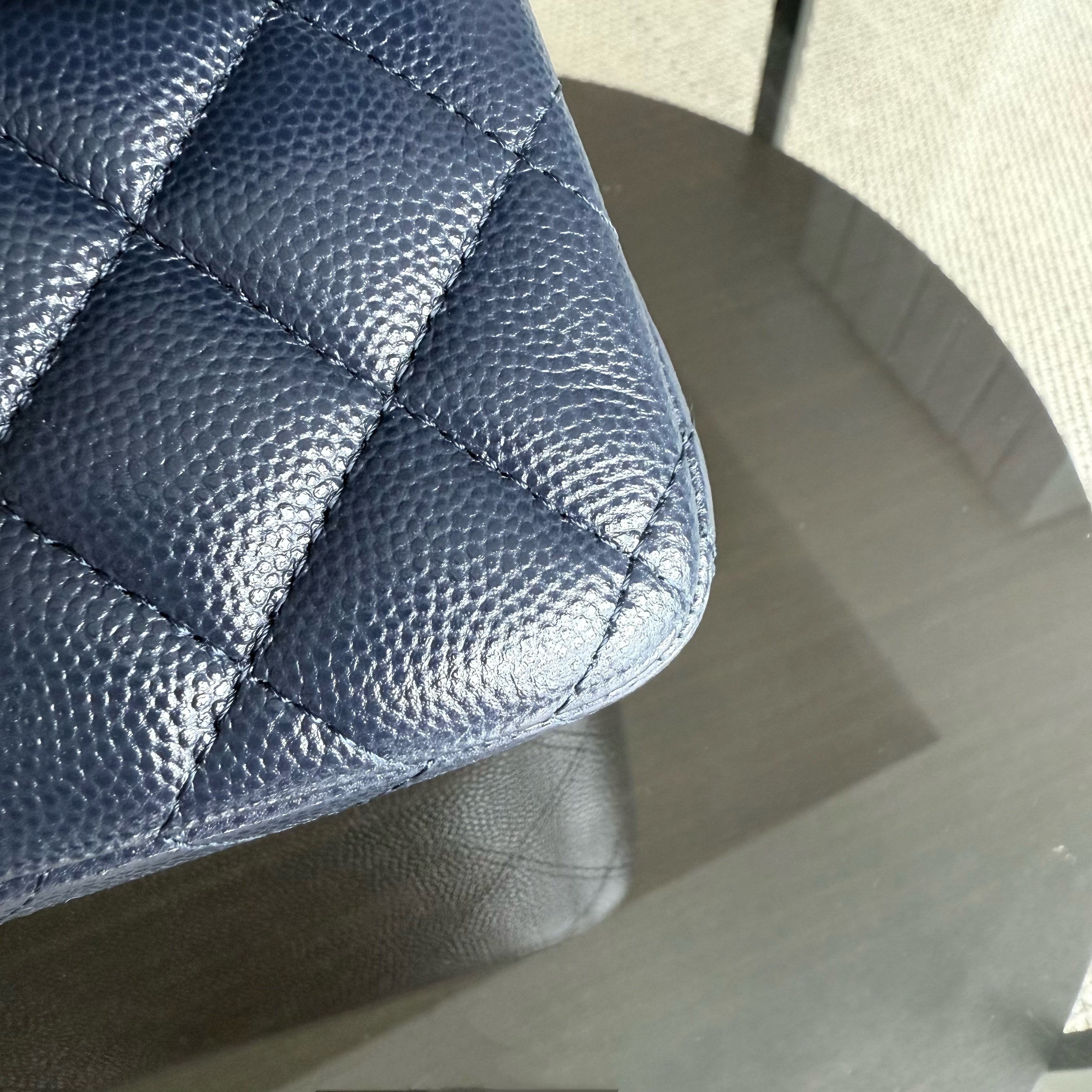Chanel Classic Flap Small - Caivar 23CM Quilted Midnight Blue Gold Hardware Series 29