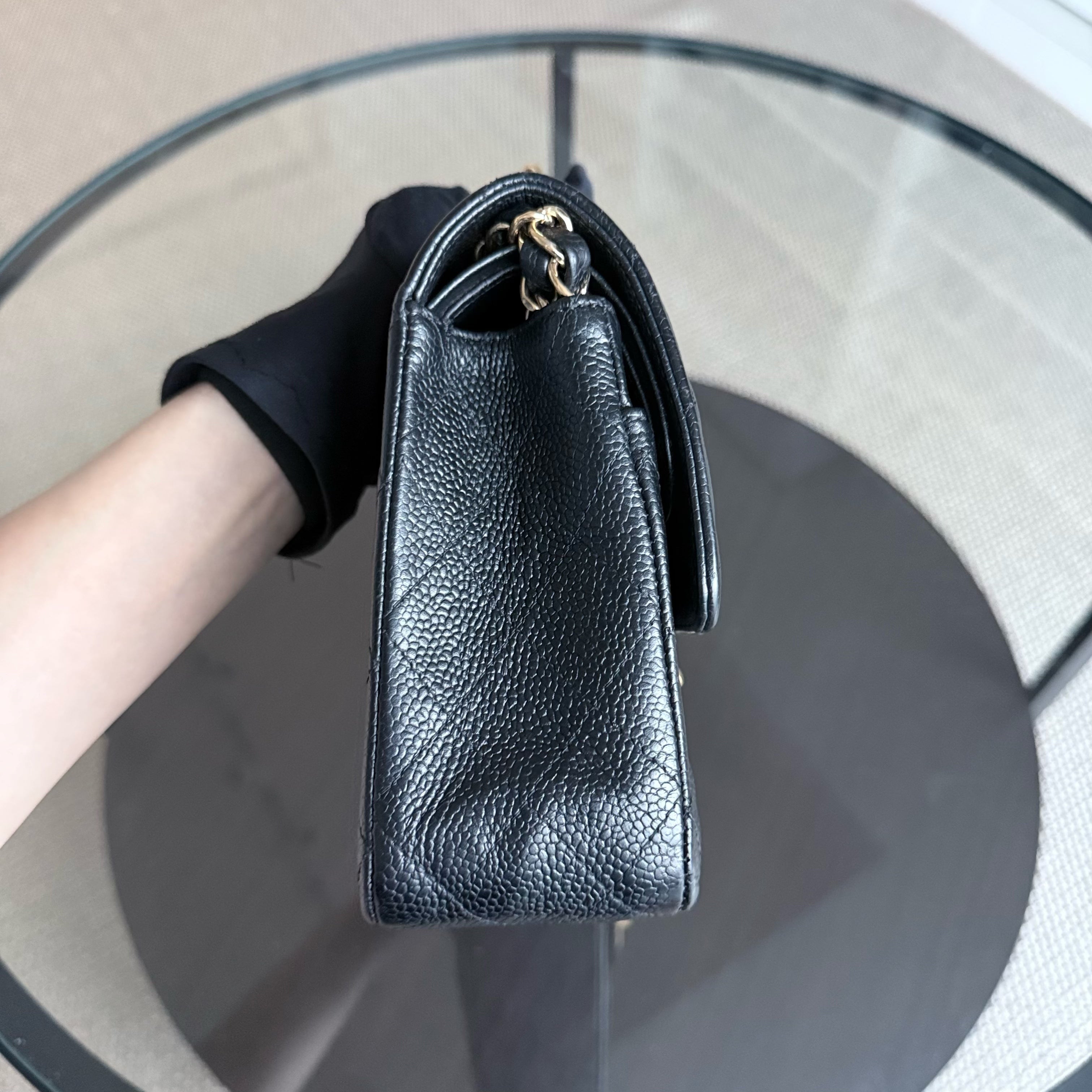 Chanel Classic Flap Medium - Caviar 25CM Quilted Black Gold Hardware Series 10