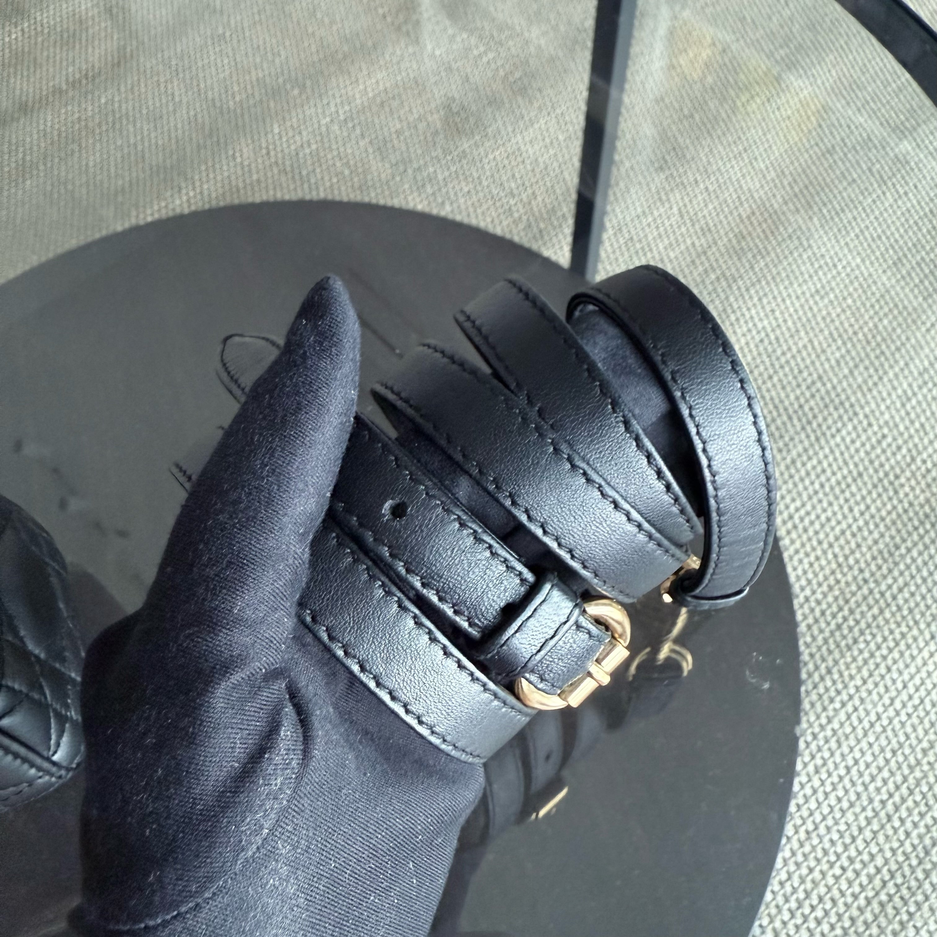 Dior Lady Mini - Cannage Lambskin Black Gold Hardware Adjustable Strap