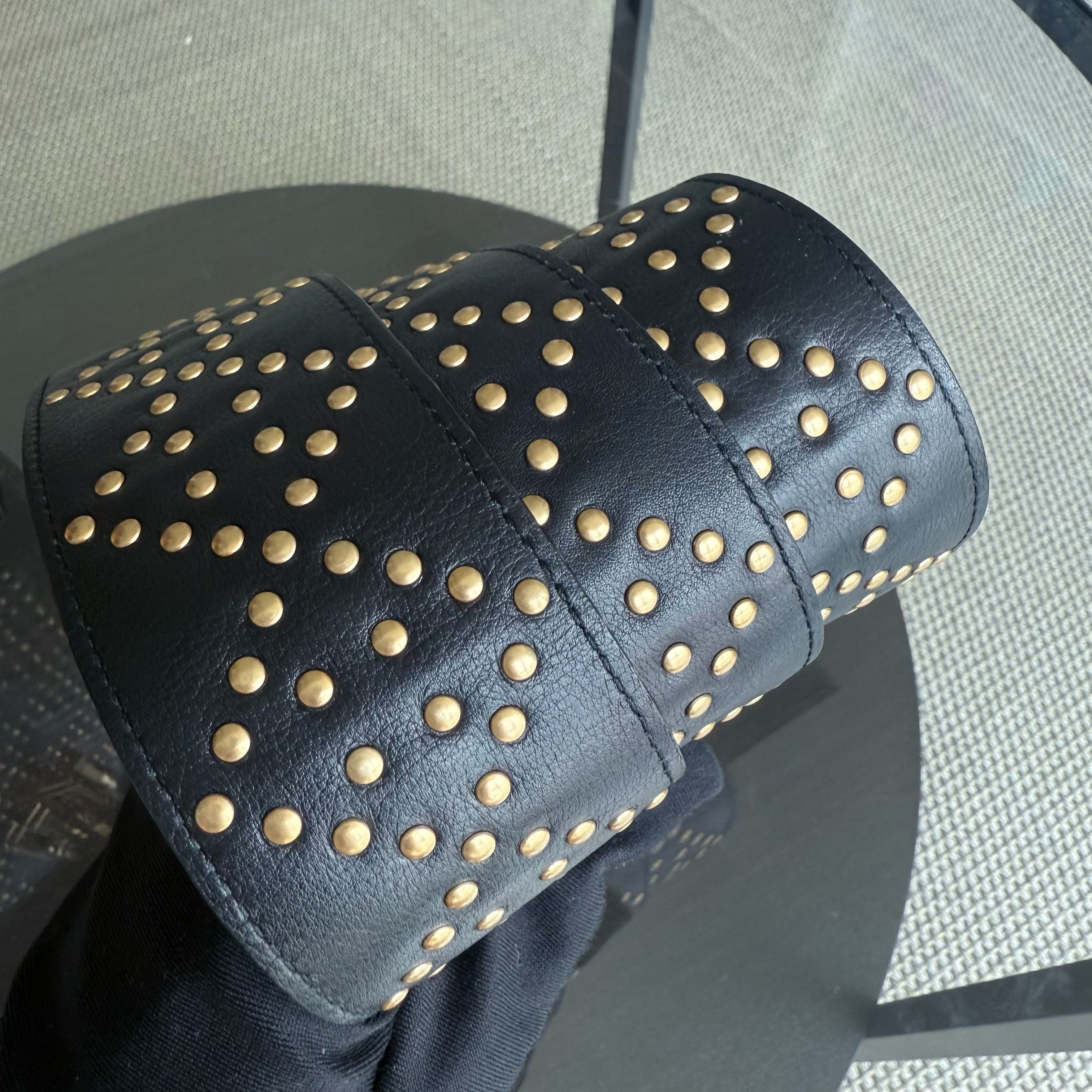 Dior Lady Medium Flap - Studded Cannage Calfskin Black Gold Hardware