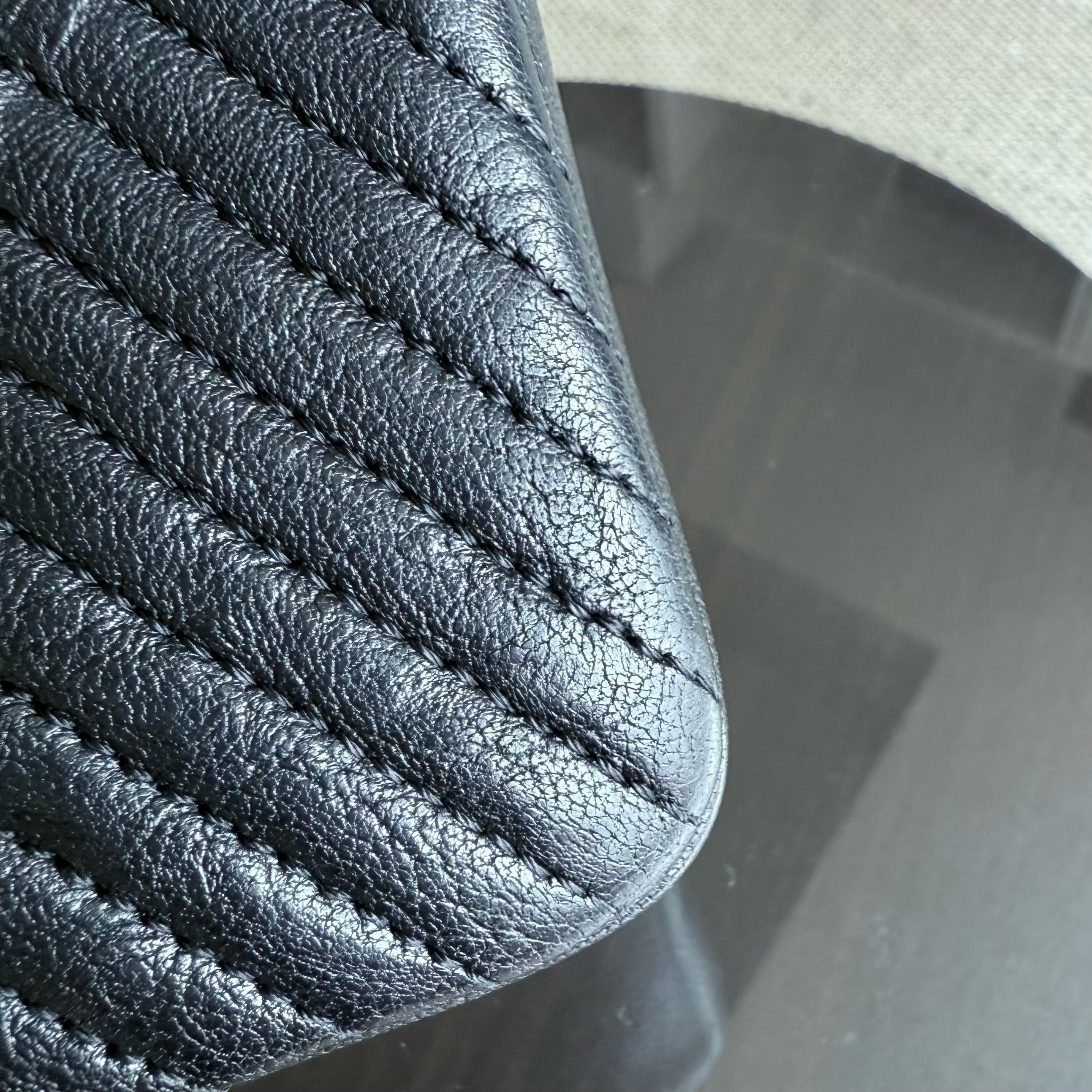 Chanel Seasonal Flap Surpique CC Herringbone Medallion Medium - 25CM Flap Chevron Goatskin Black Gold Hardware Series 20