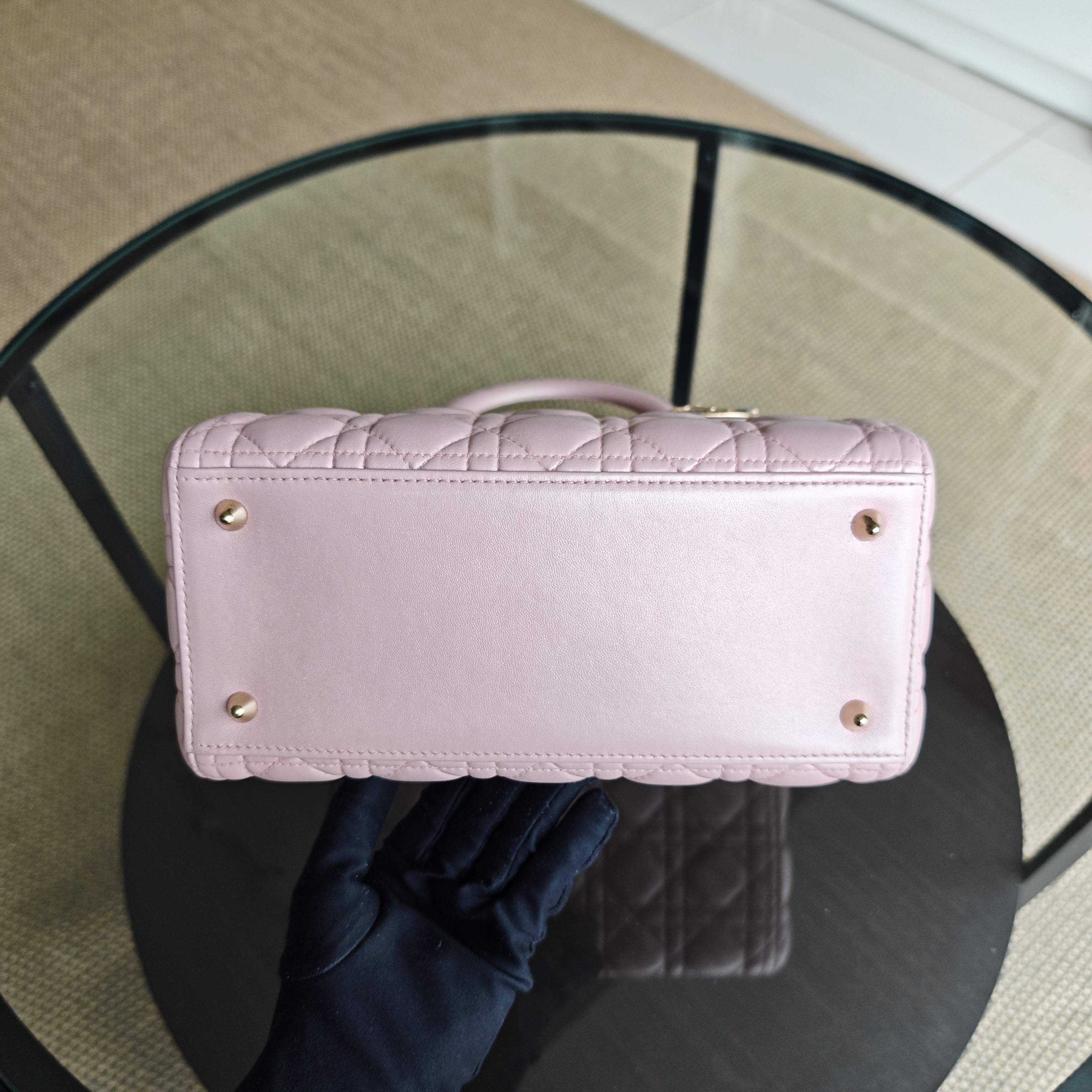 Dior Lady Medium Cannage Lambskin Light Pink Gold Hardware