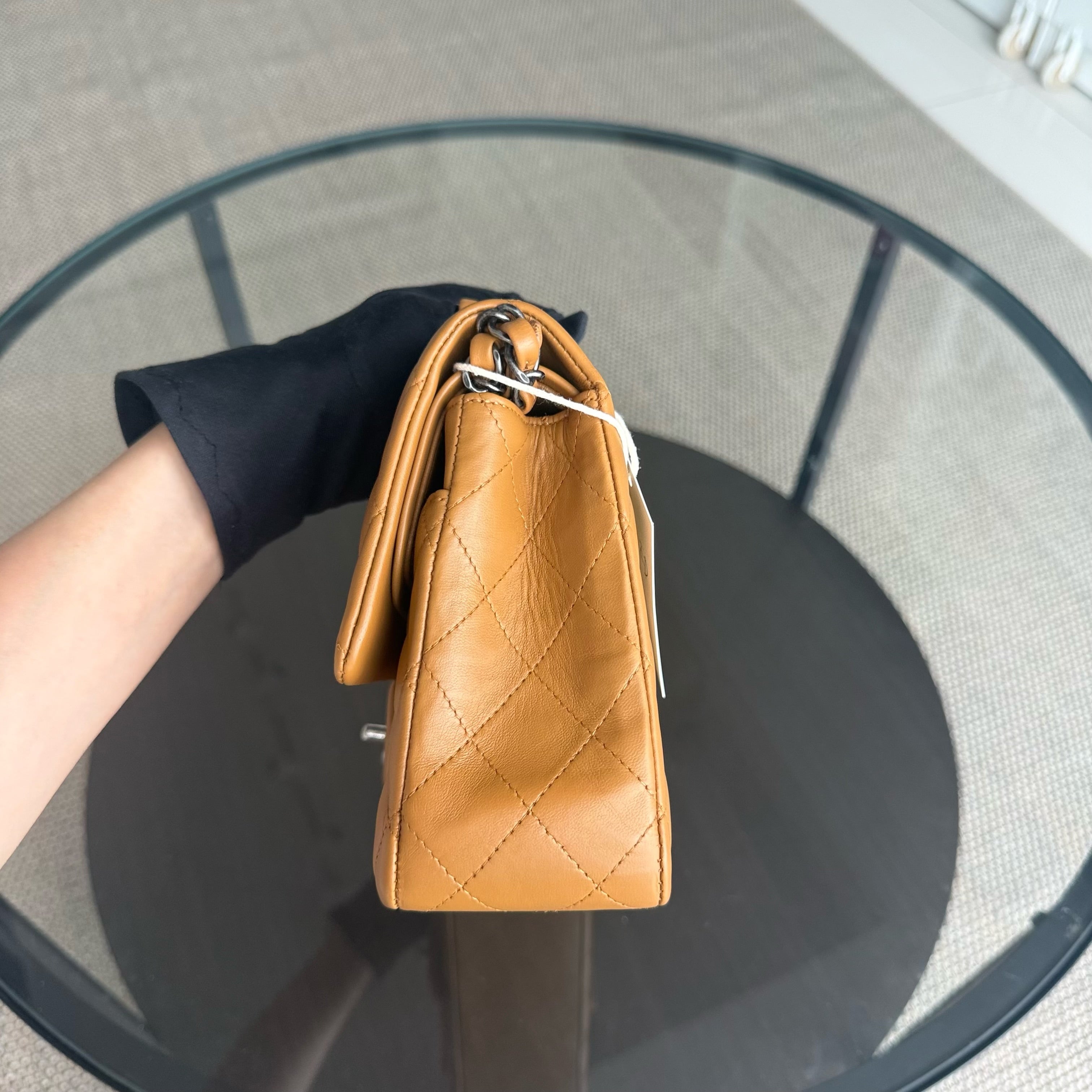 Chanel Classic Flap Medium - 25CM Quilted Lambskin Caramel Silver Hardware Series 19