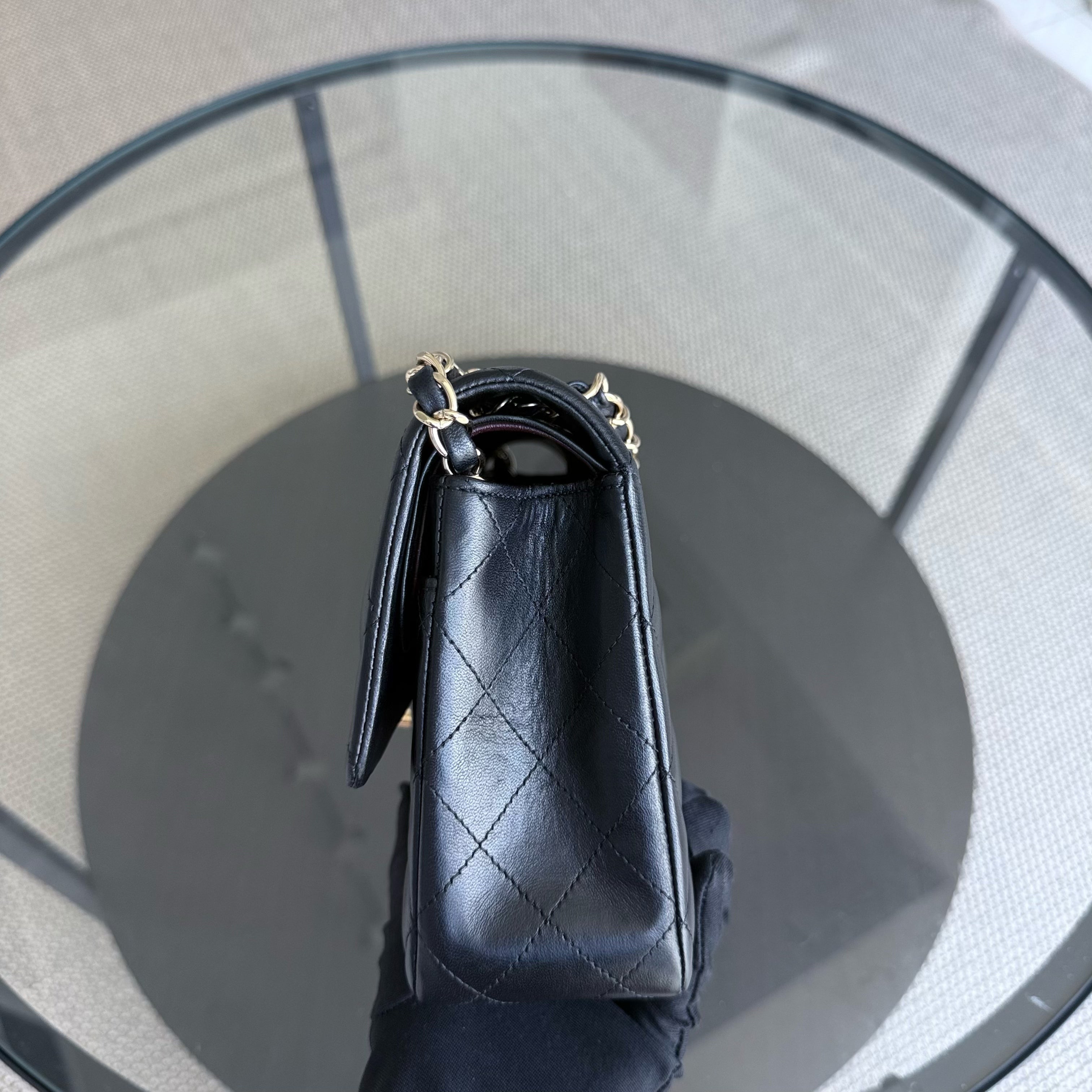 Chanel Classic Flap Medium - 25CM Quilted Lambskin Black Gold Hardware Series 18