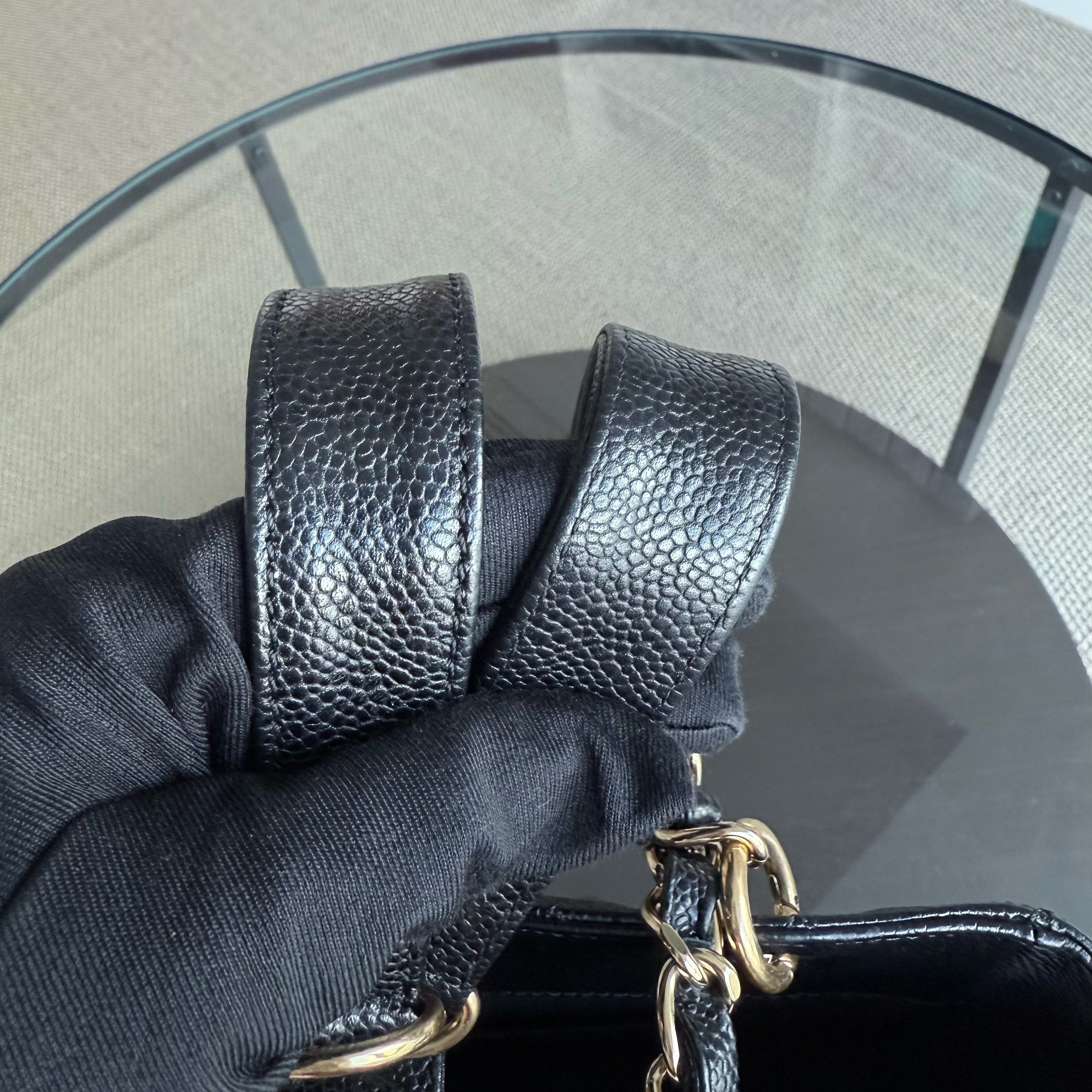 Chanel PST Petite Shopping Tote - Caviar Quilted Black Gold Hardware Series 12