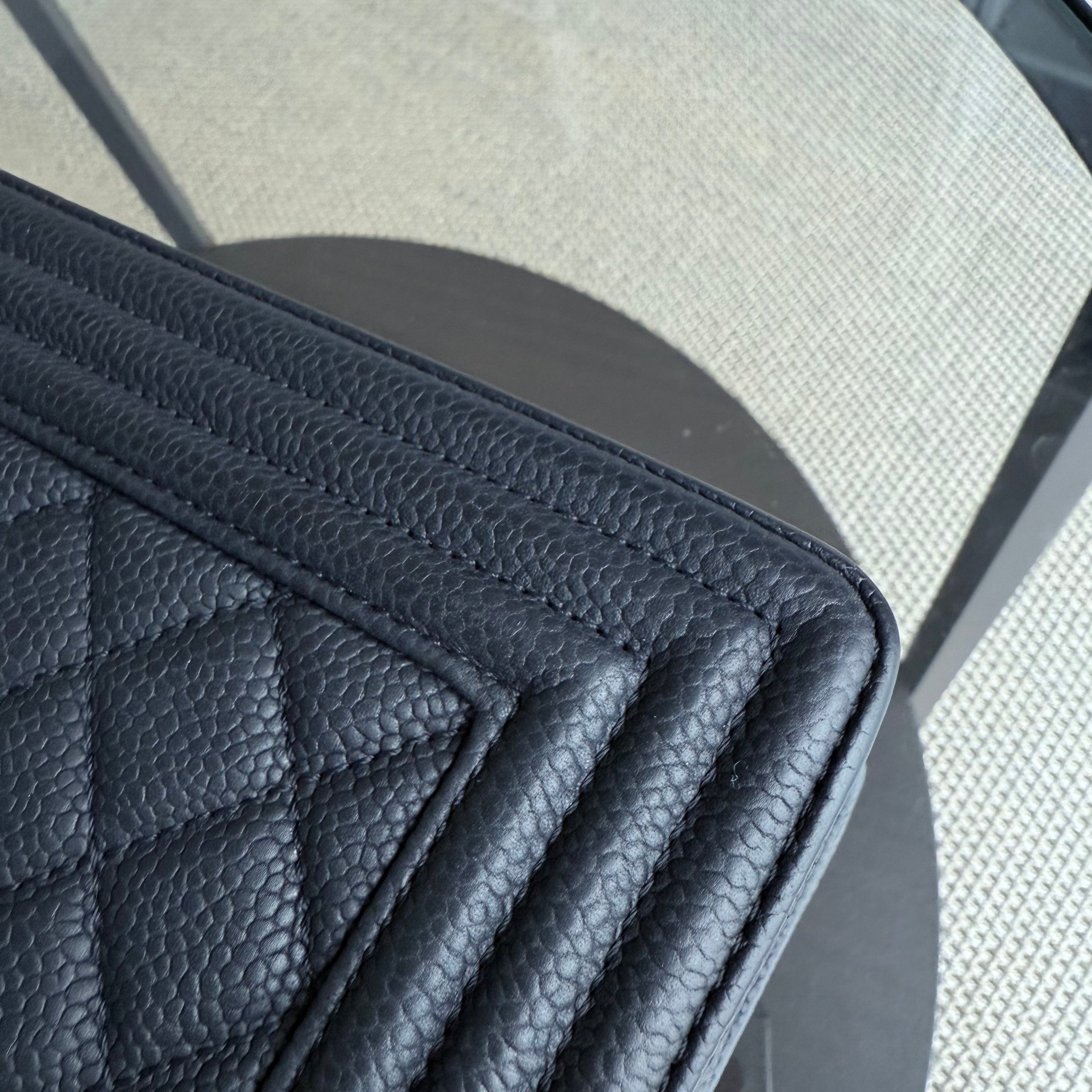 Chanel Boy Large - Caviar 30CM Quilted Black Silver Hardware Series 17
